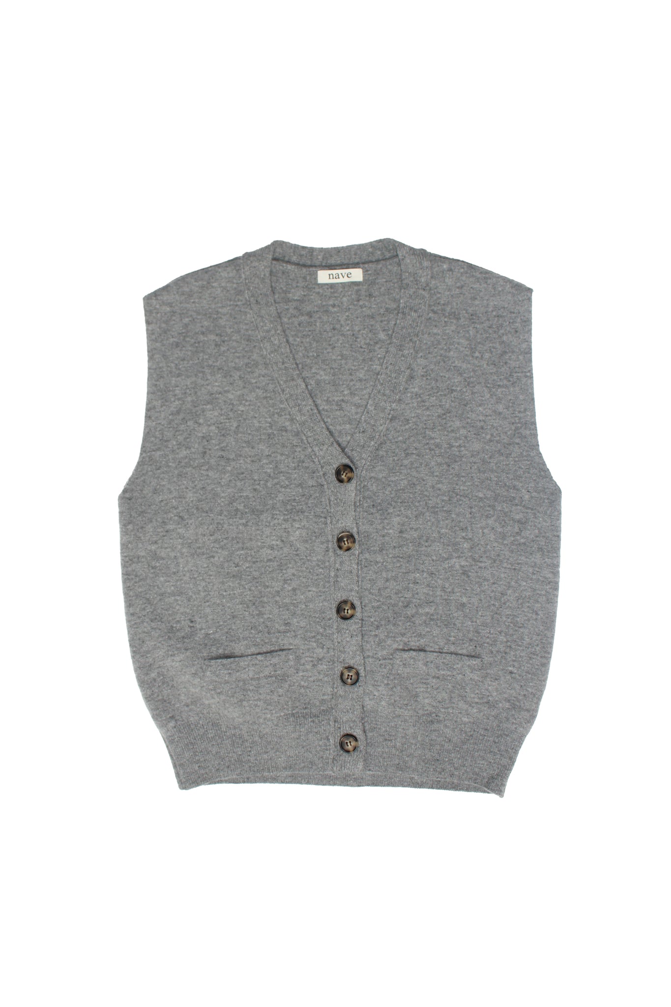 V-neck Button down Vest in Grey