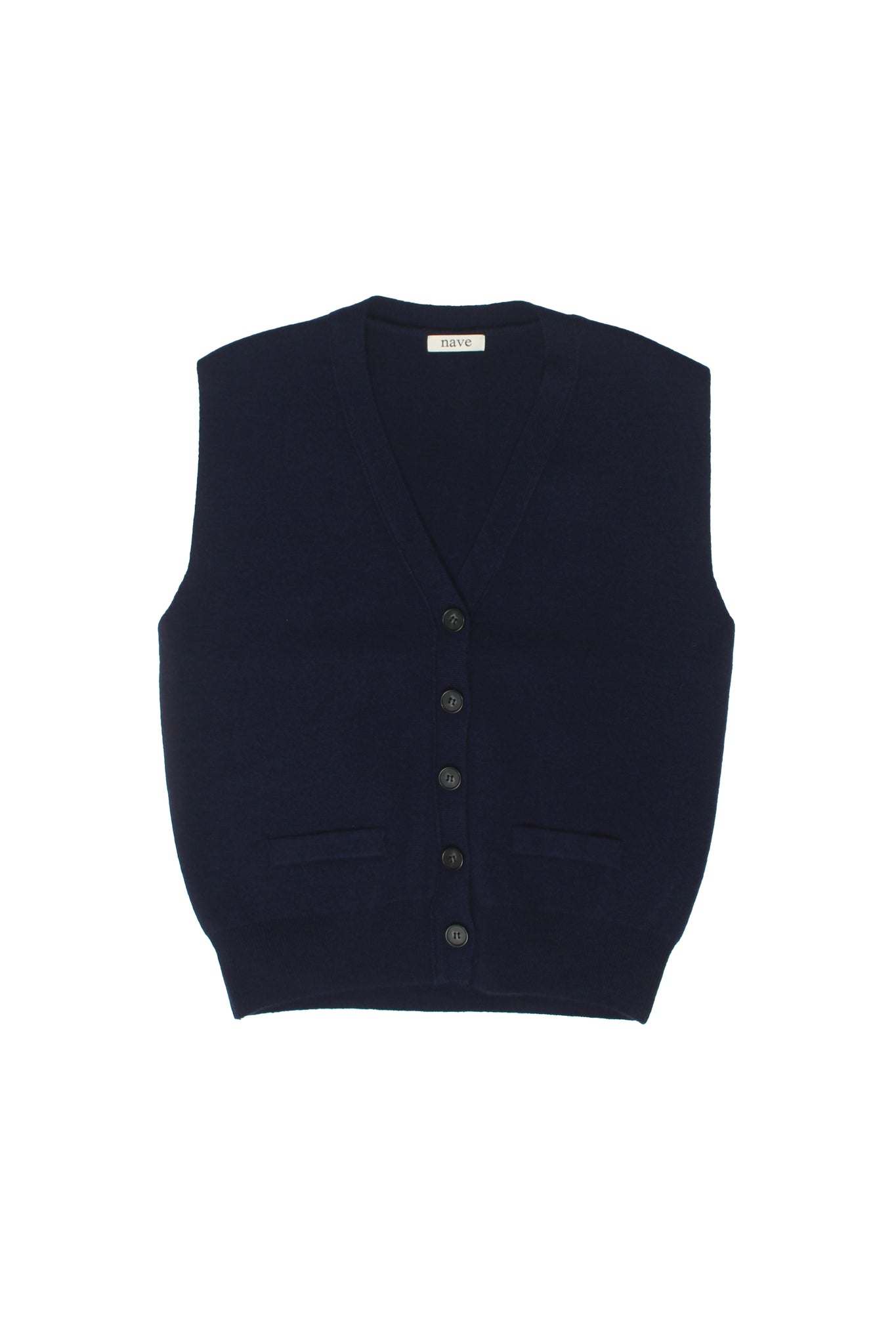 V-neck Button down Vest in Navy