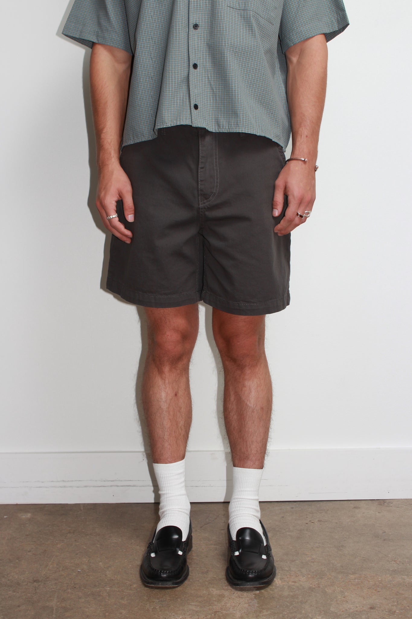 Coje Cotton Shorts in Charcoal