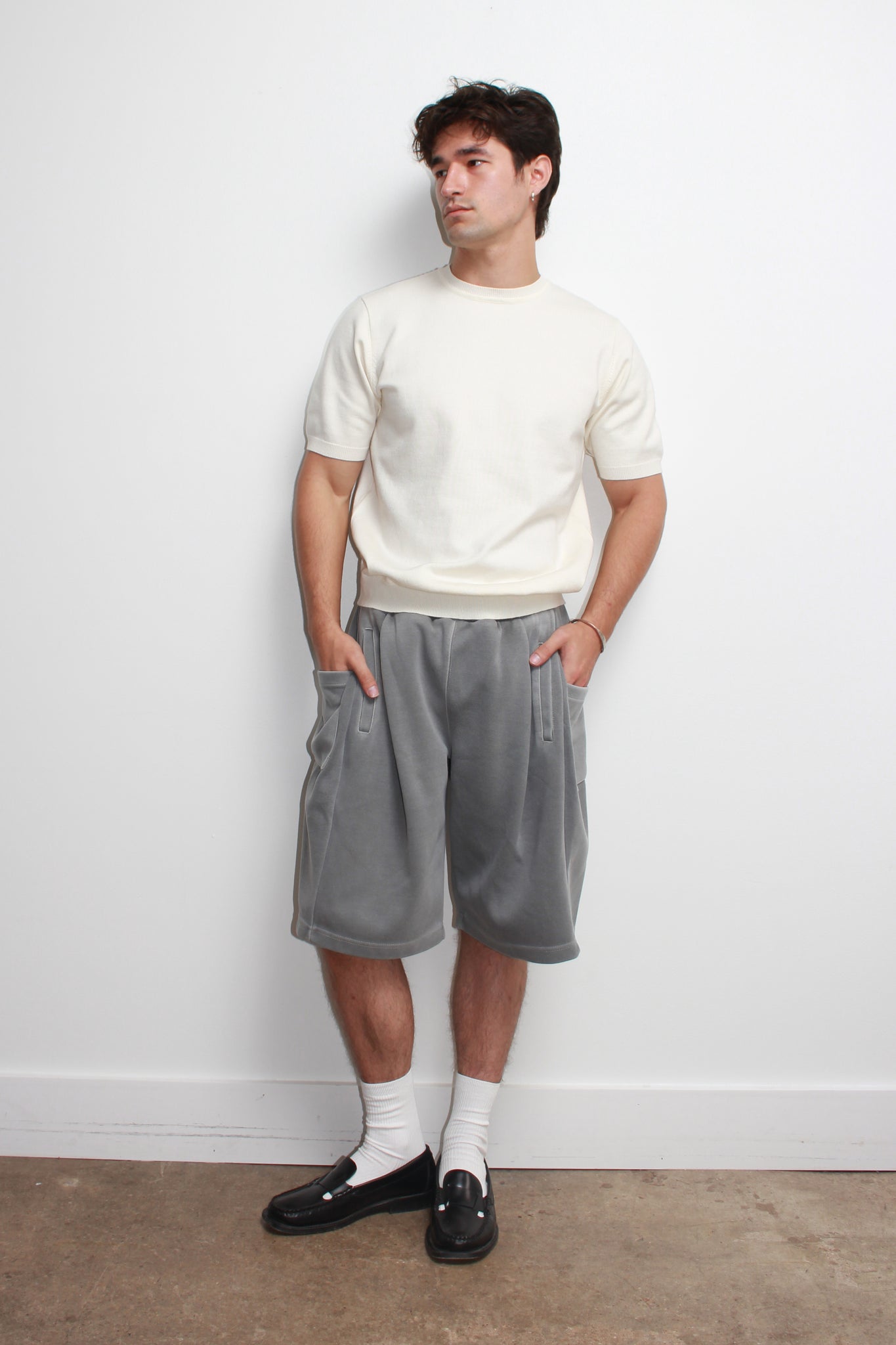 Mento Round Neck Knit Top in Off White