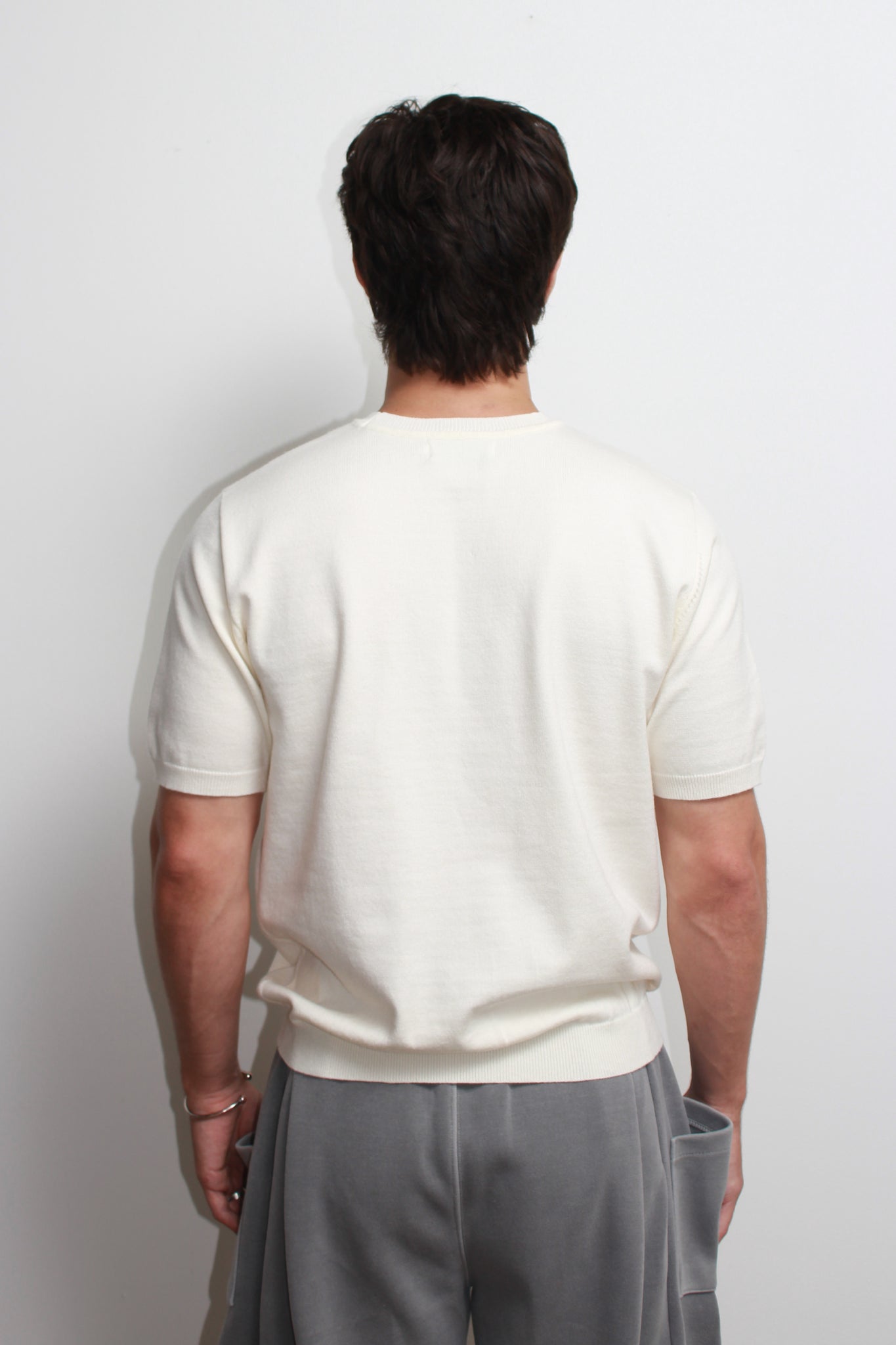 Mento Round Neck Knit Top in Off White