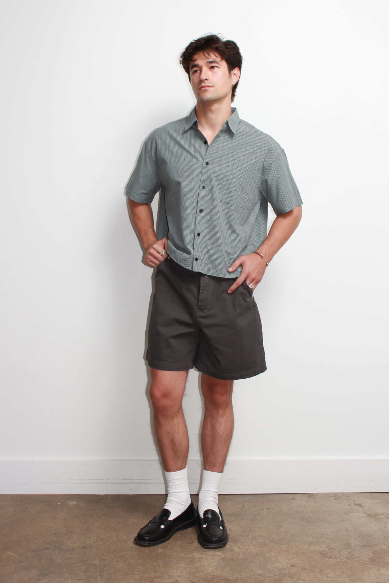 Coje Cotton Shorts in Charcoal