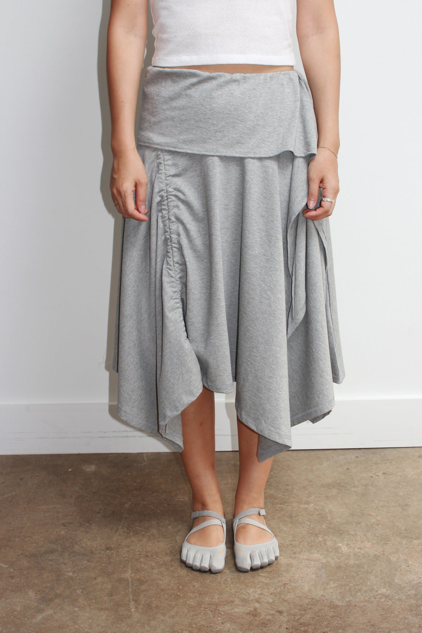 Asymmetrical Cotton Midi Skirt 
 in Grey