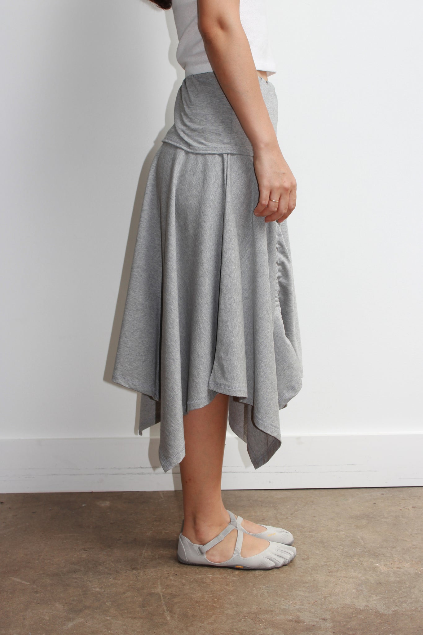 Asymmetrical Cotton Midi Skirt 
 in Grey