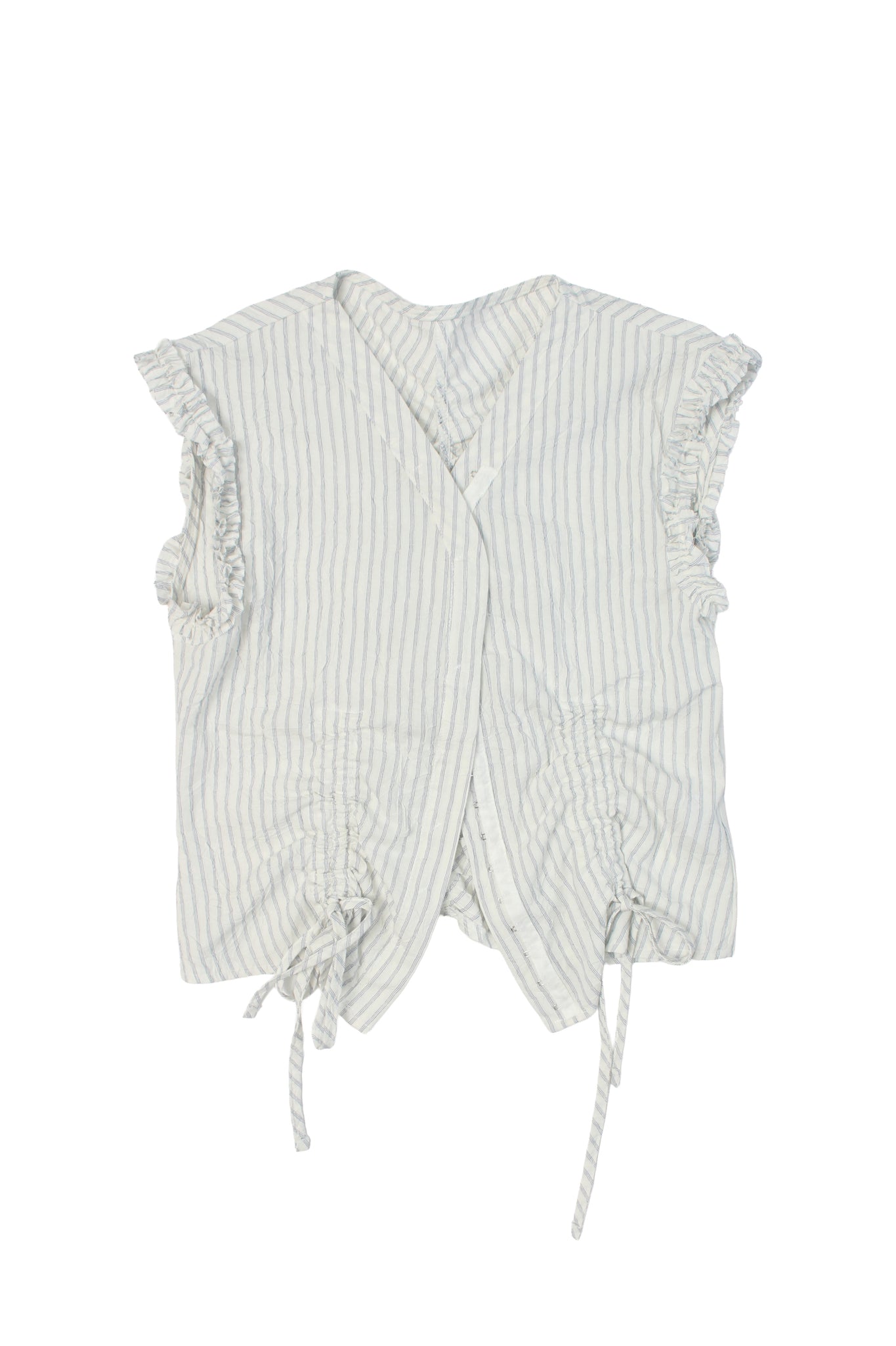 Teddy Ruffle Hem Sleeveless Top in Blue