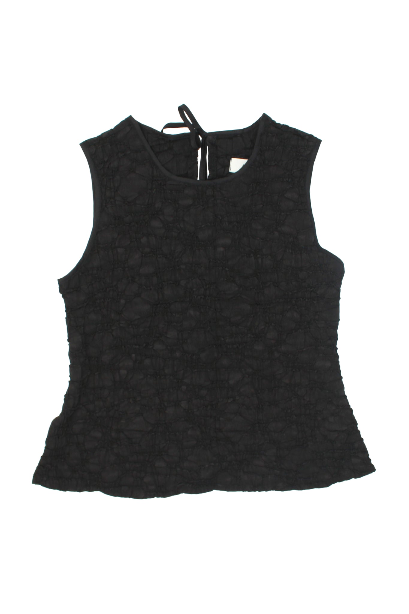 Texture Back Ribbon Top in Black