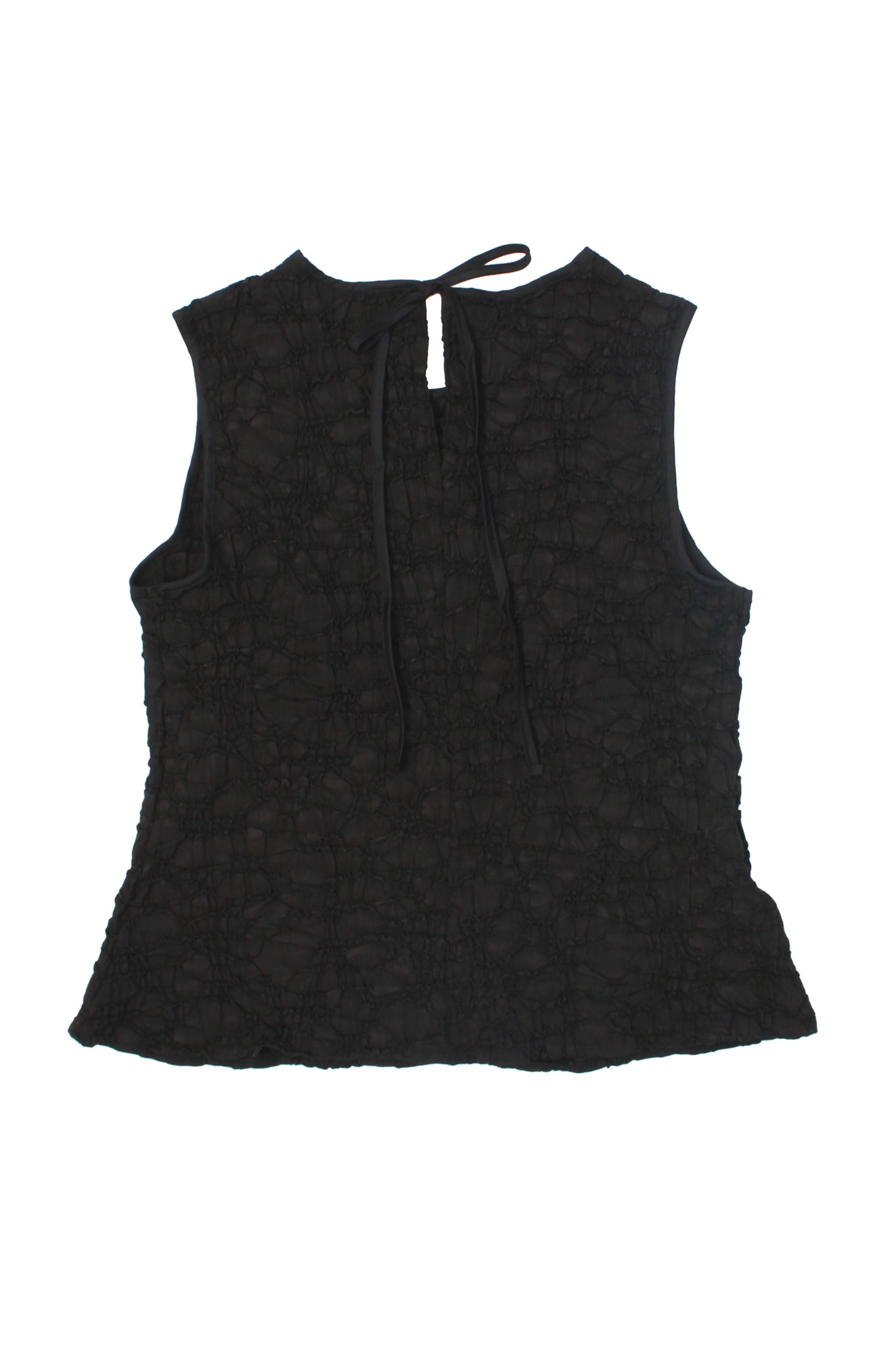 Texture Back Ribbon Top in Black