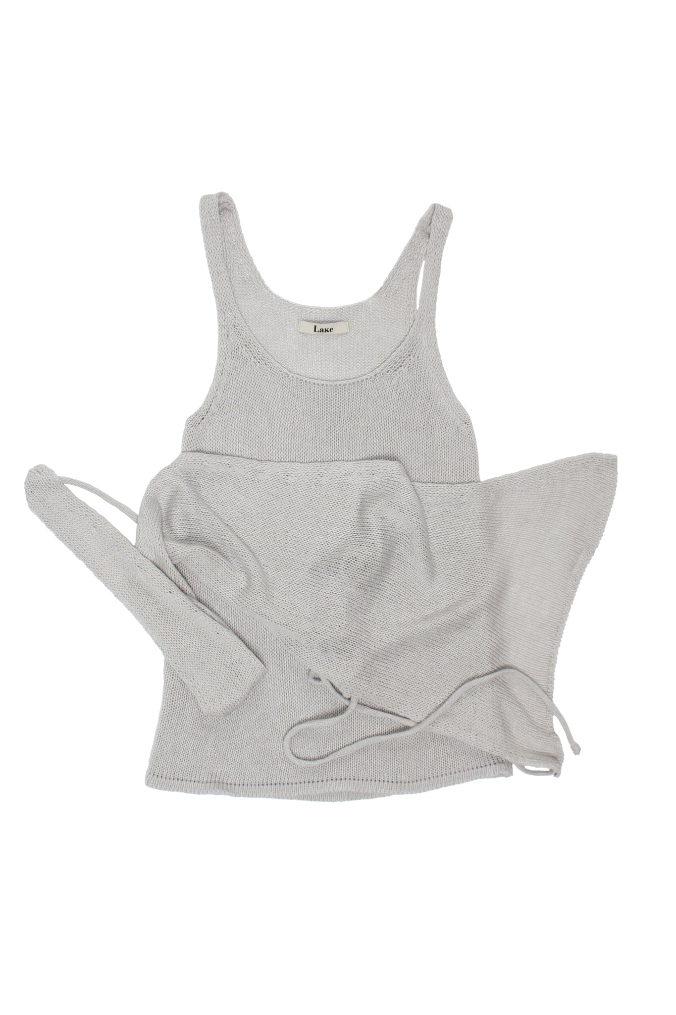 Brie Knit Tank Top w/ Scarf in Light Grey