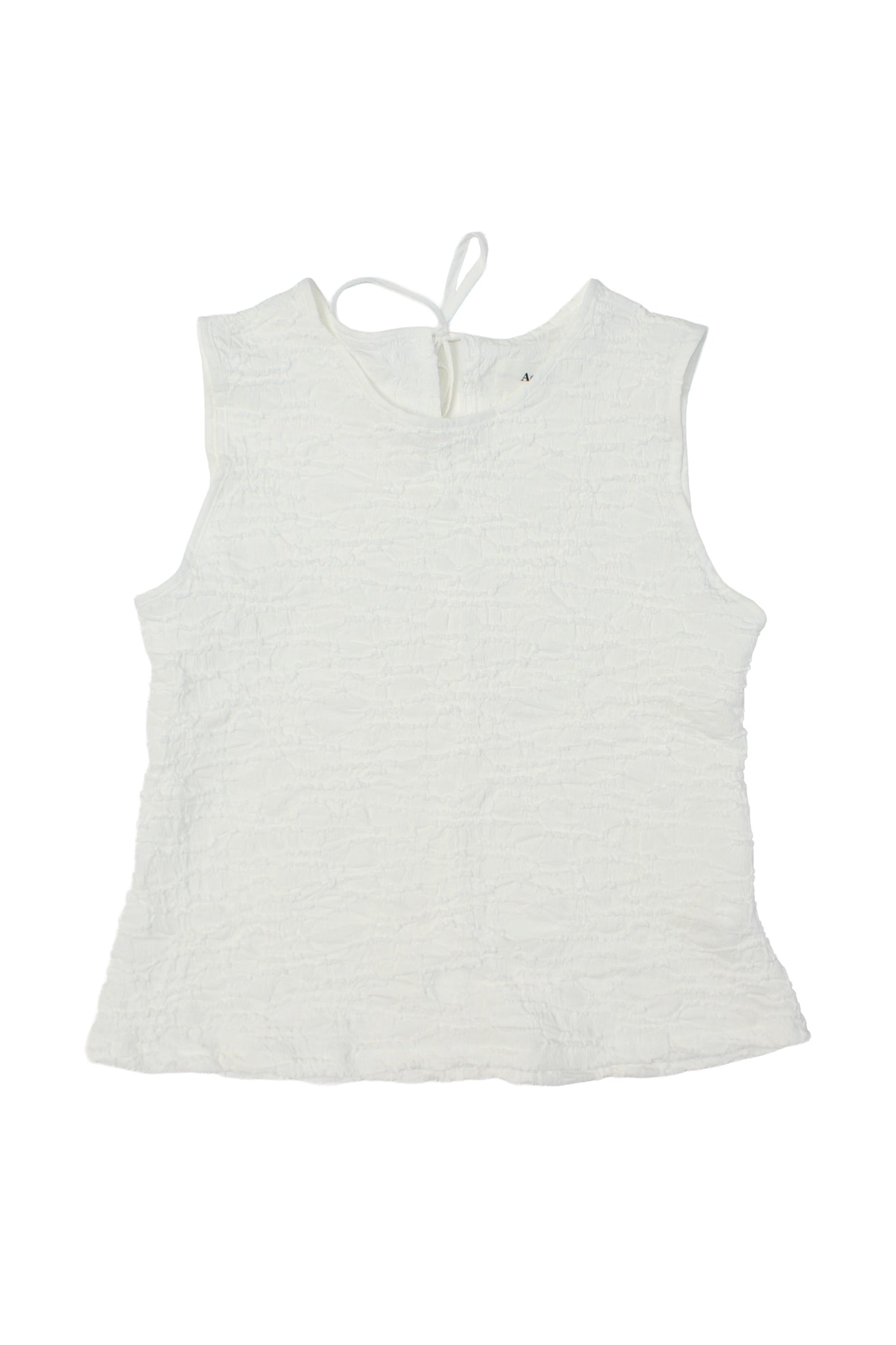 Texture Back Ribbon Top in White