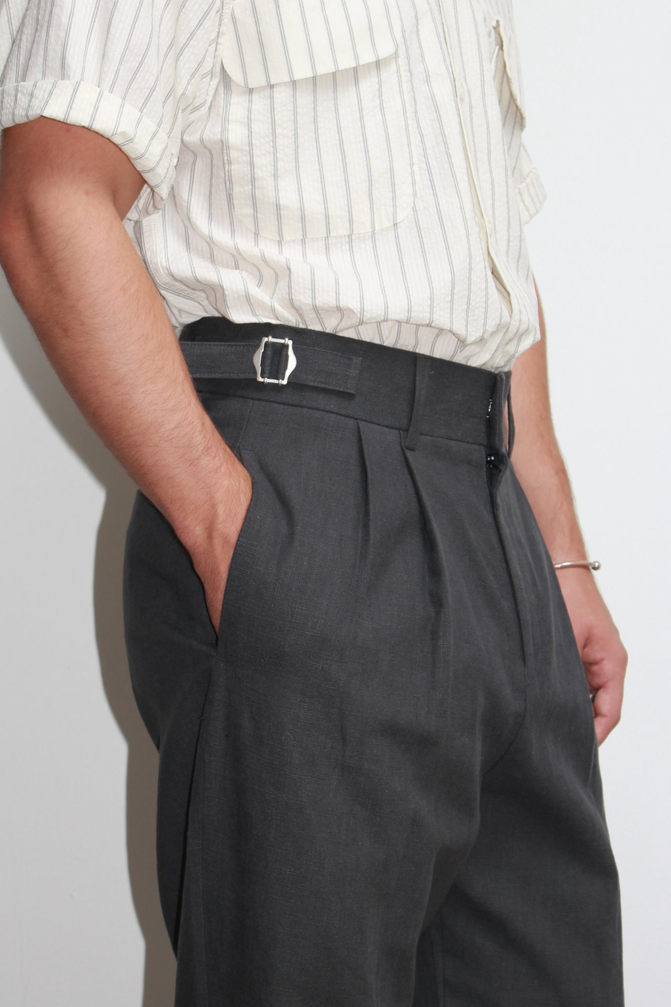 Bizo Linen Trouser in Charcoal