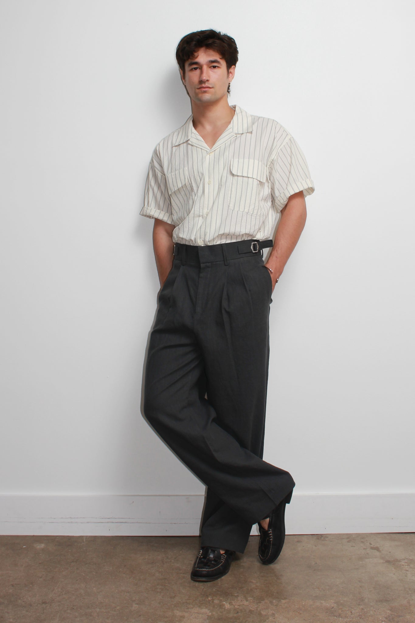 Bizo Linen Trouser in Charcoal