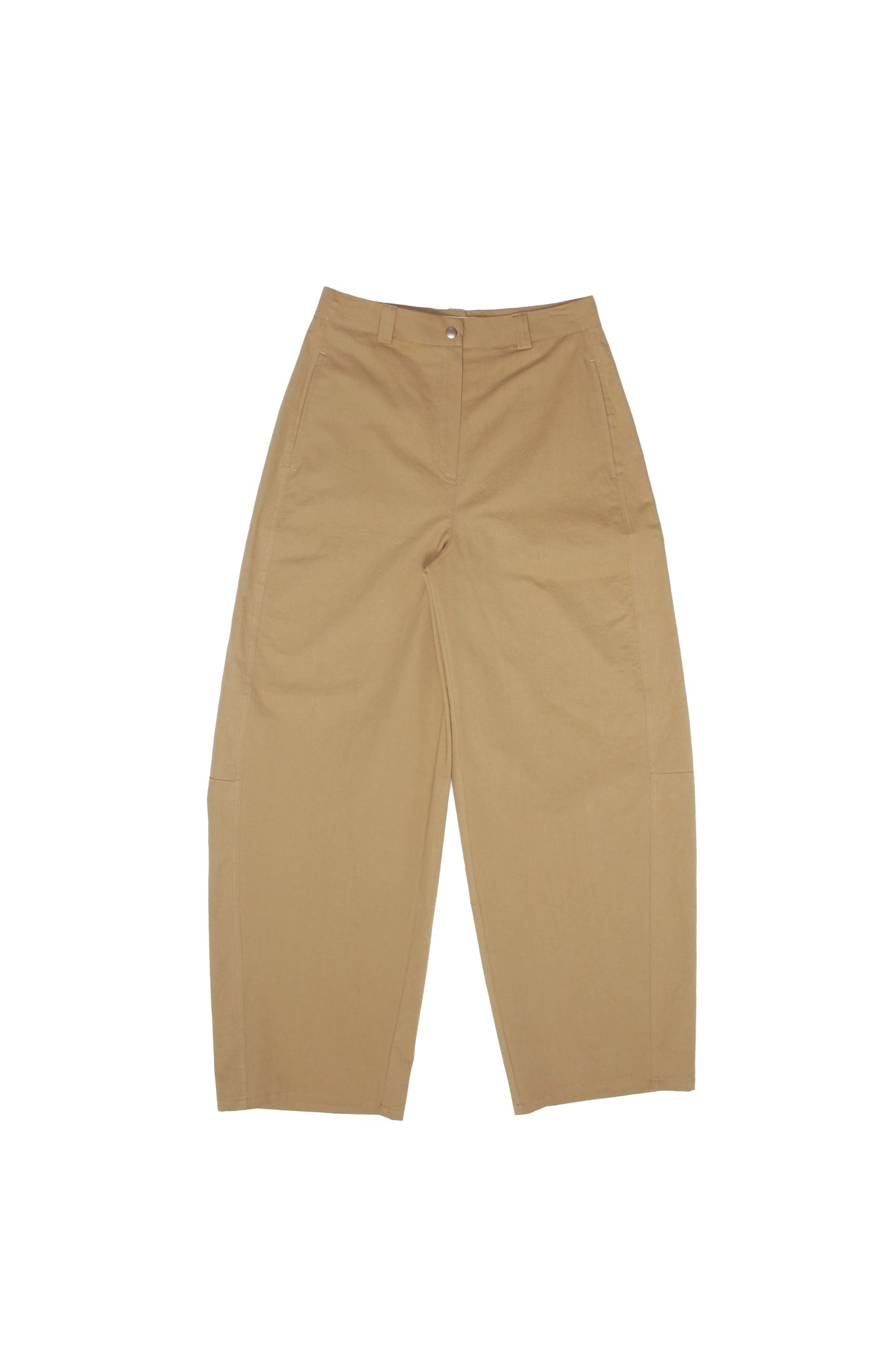 LS Cotton Barrel-Leg Pants in Khaki