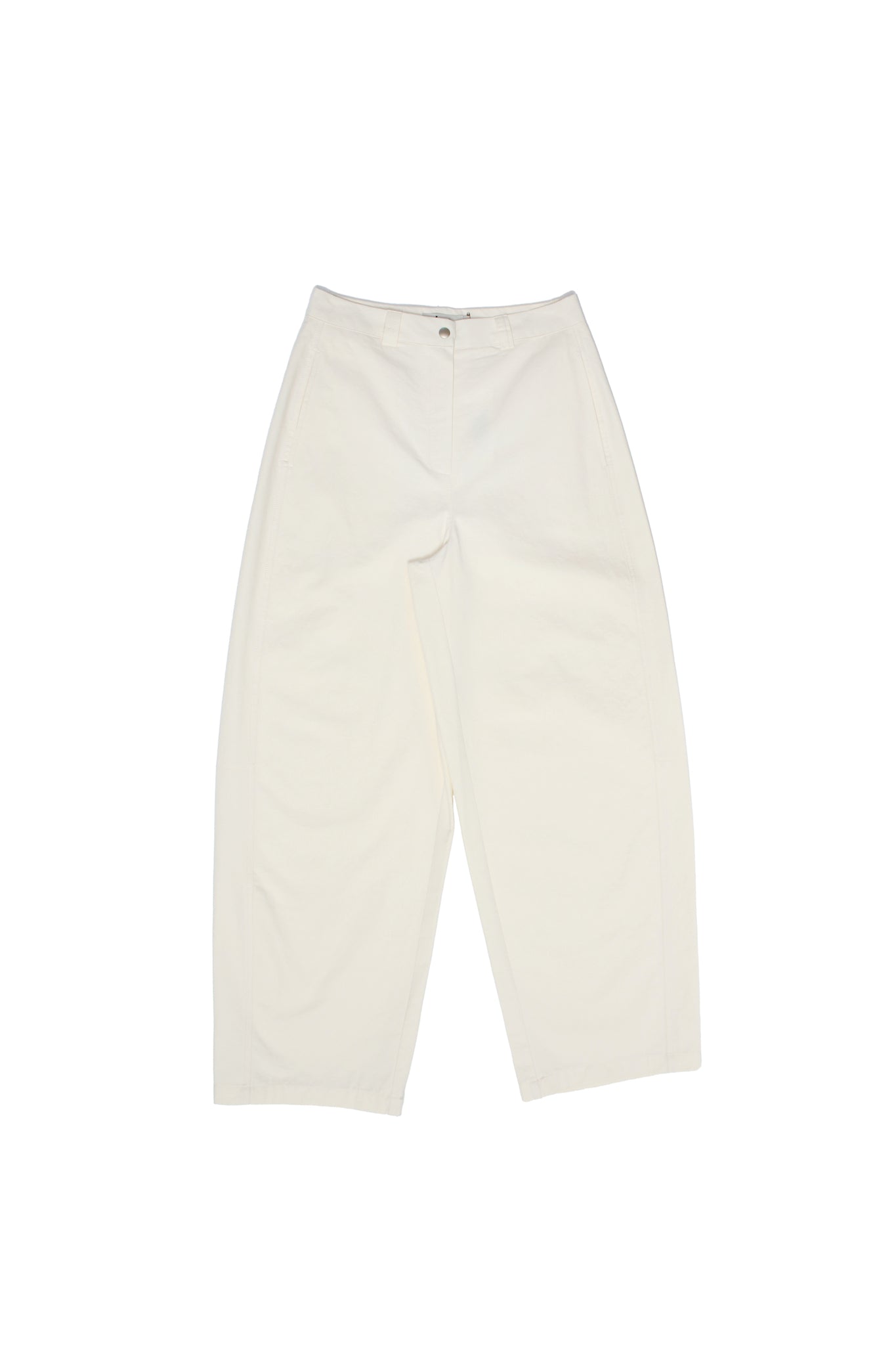 LS Cotton Barrel-Leg Pants in Off white