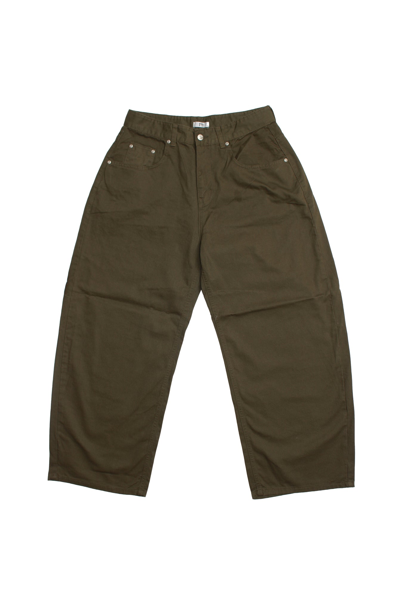 Wide Cotton Pants in Olive