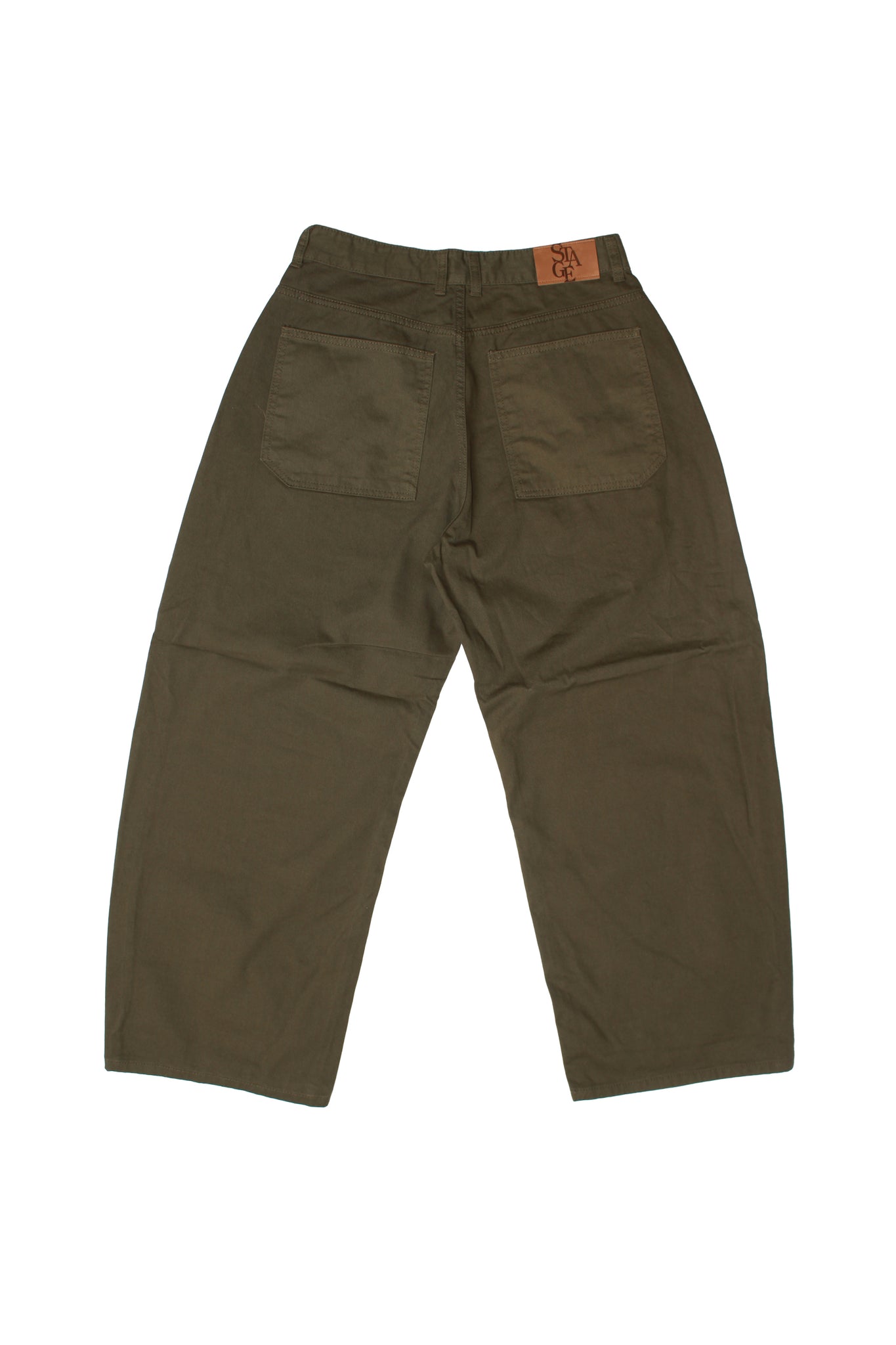 Wide Cotton Pants in Olive