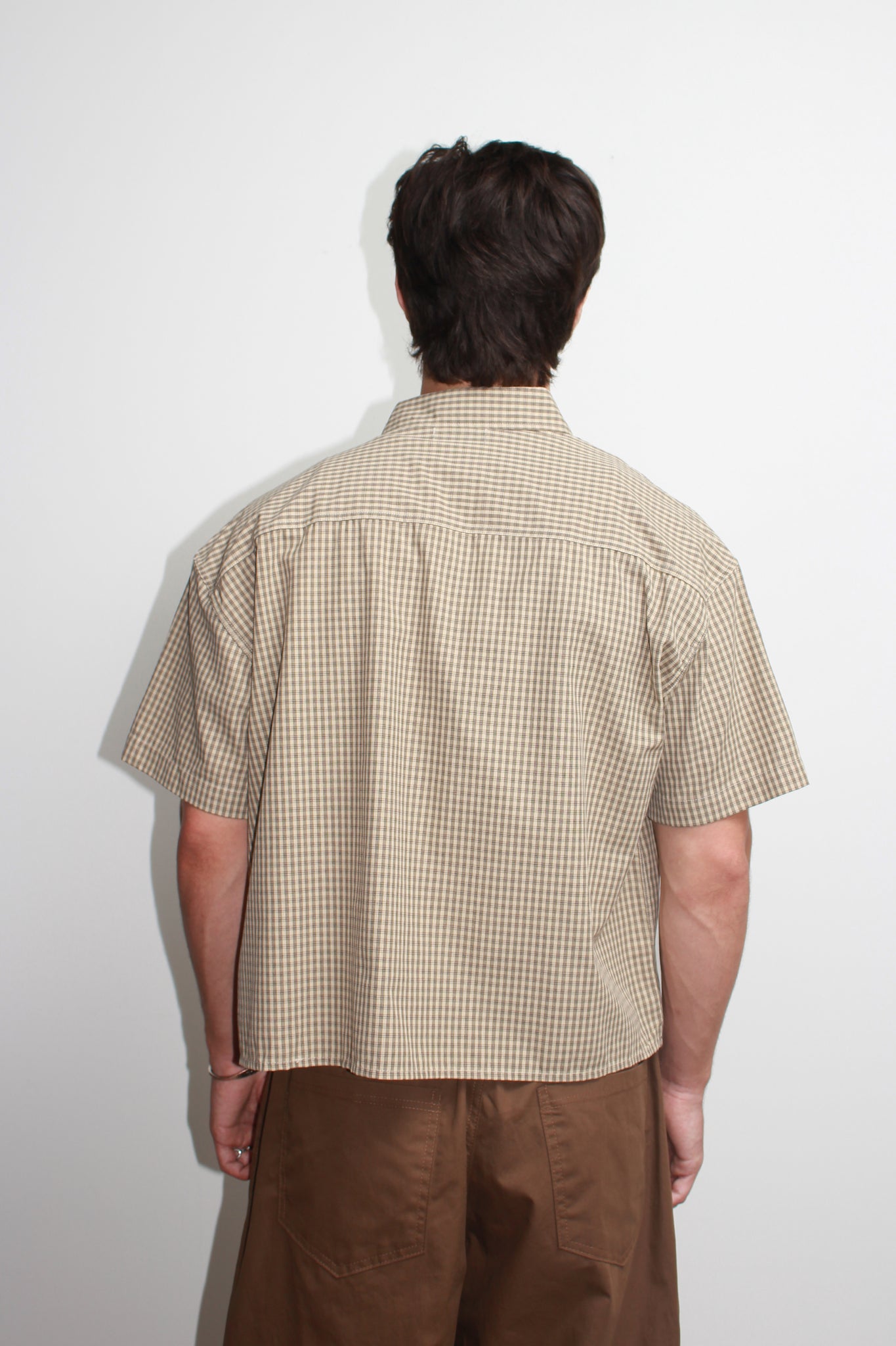 Century Plaid Crop Shirt in Beige