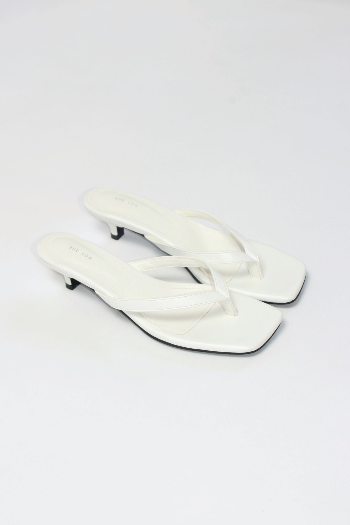 Log Flip Flop Heeled Sandals in White