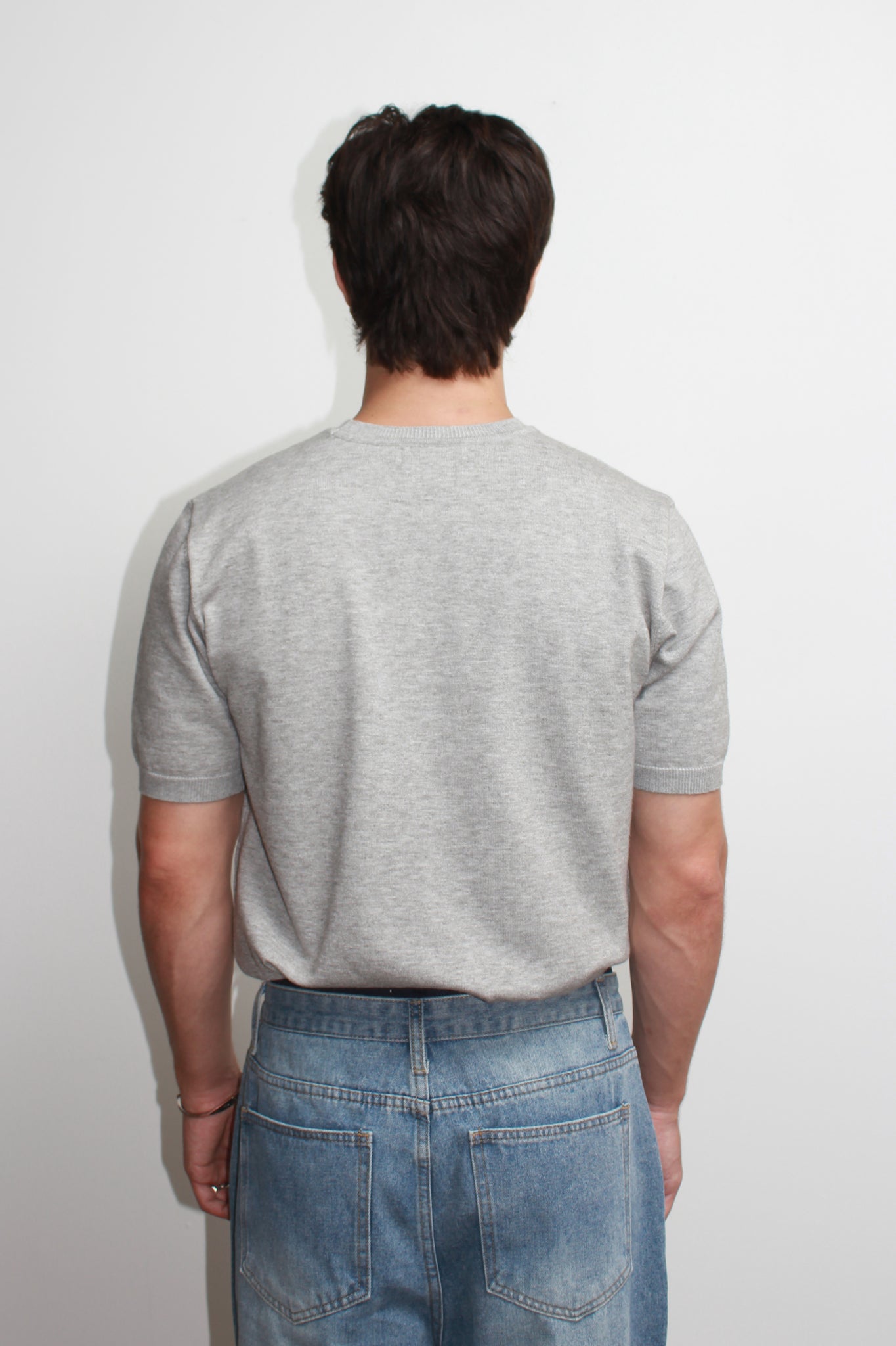 Mento Round Neck Knit Top in Grey