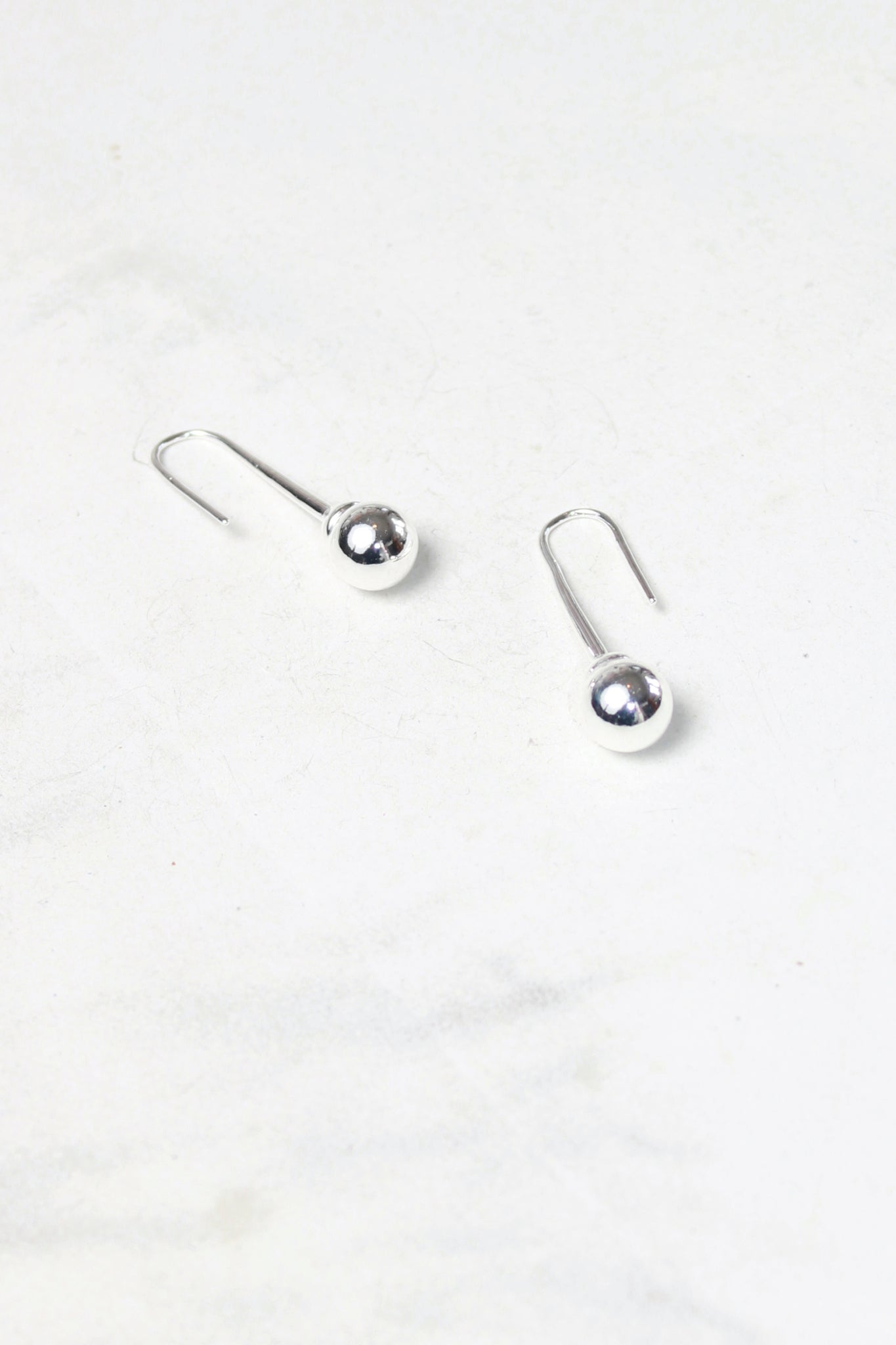 Silver Ball Hook Earring