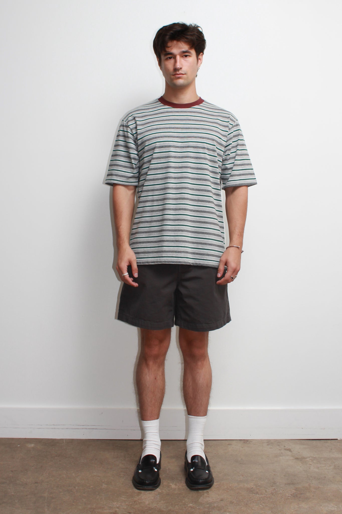 Stripe Boxy T-Shirt in Grey