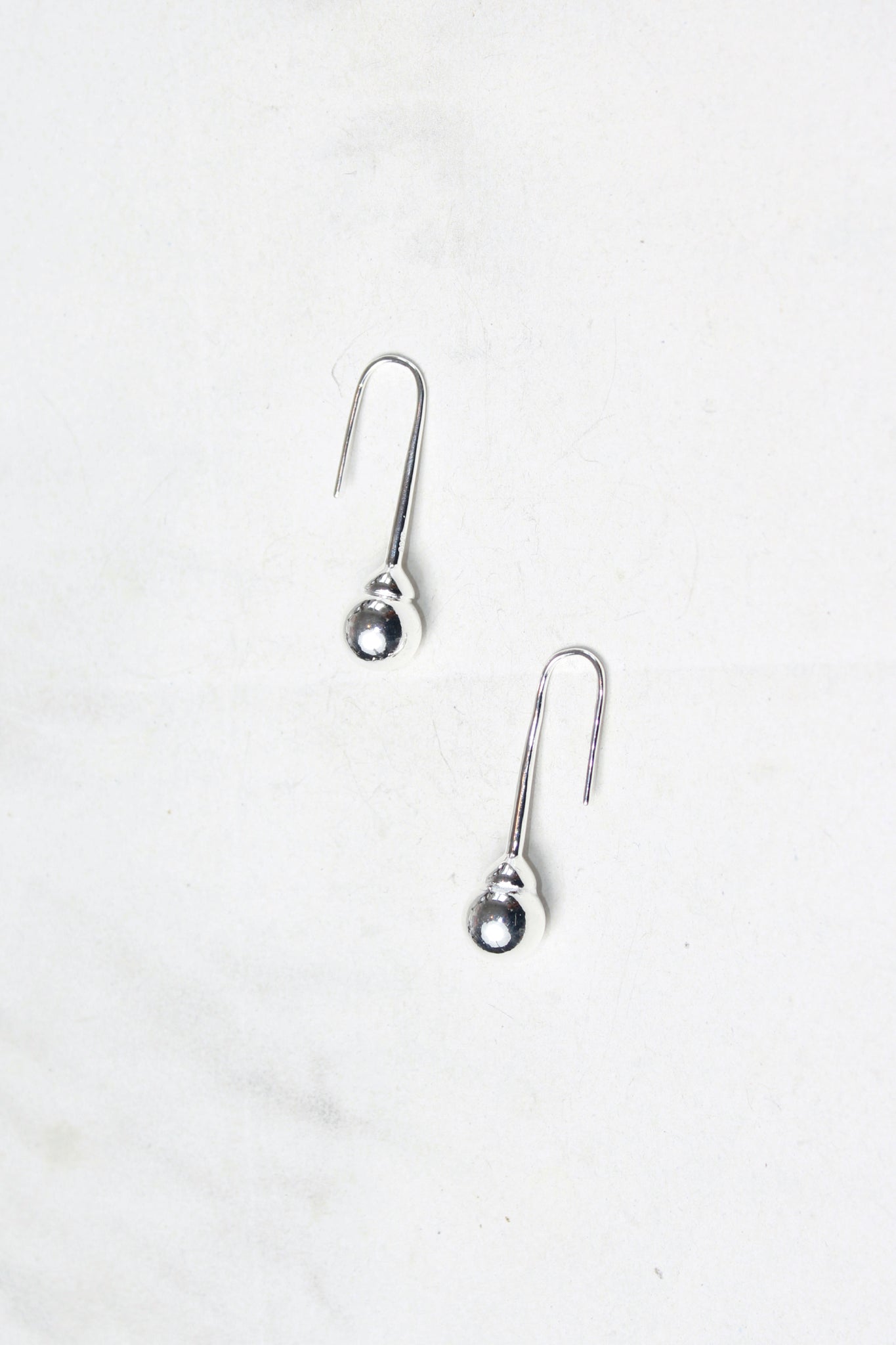 Silver Ball Hook Earring
