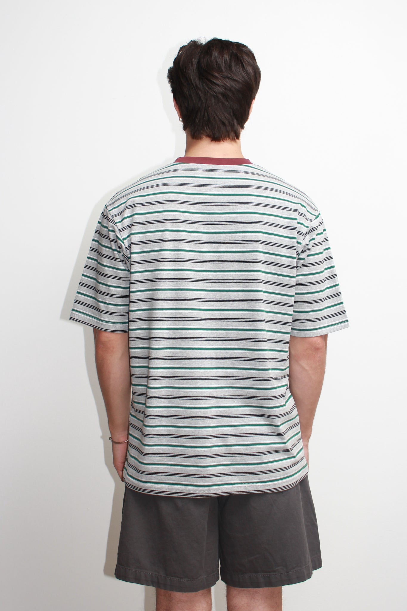 Stripe Boxy T-Shirt in Grey