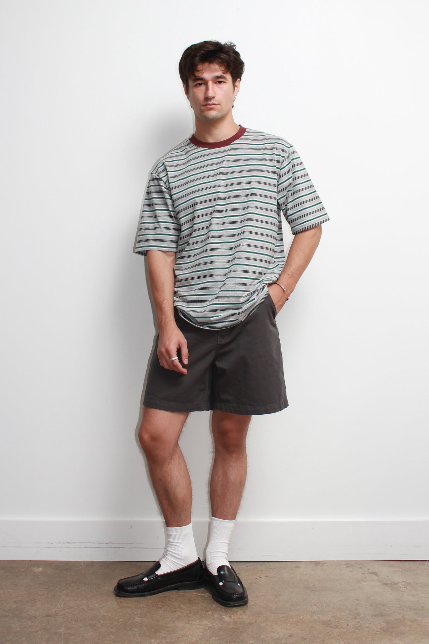 Stripe Boxy T-Shirt in Grey