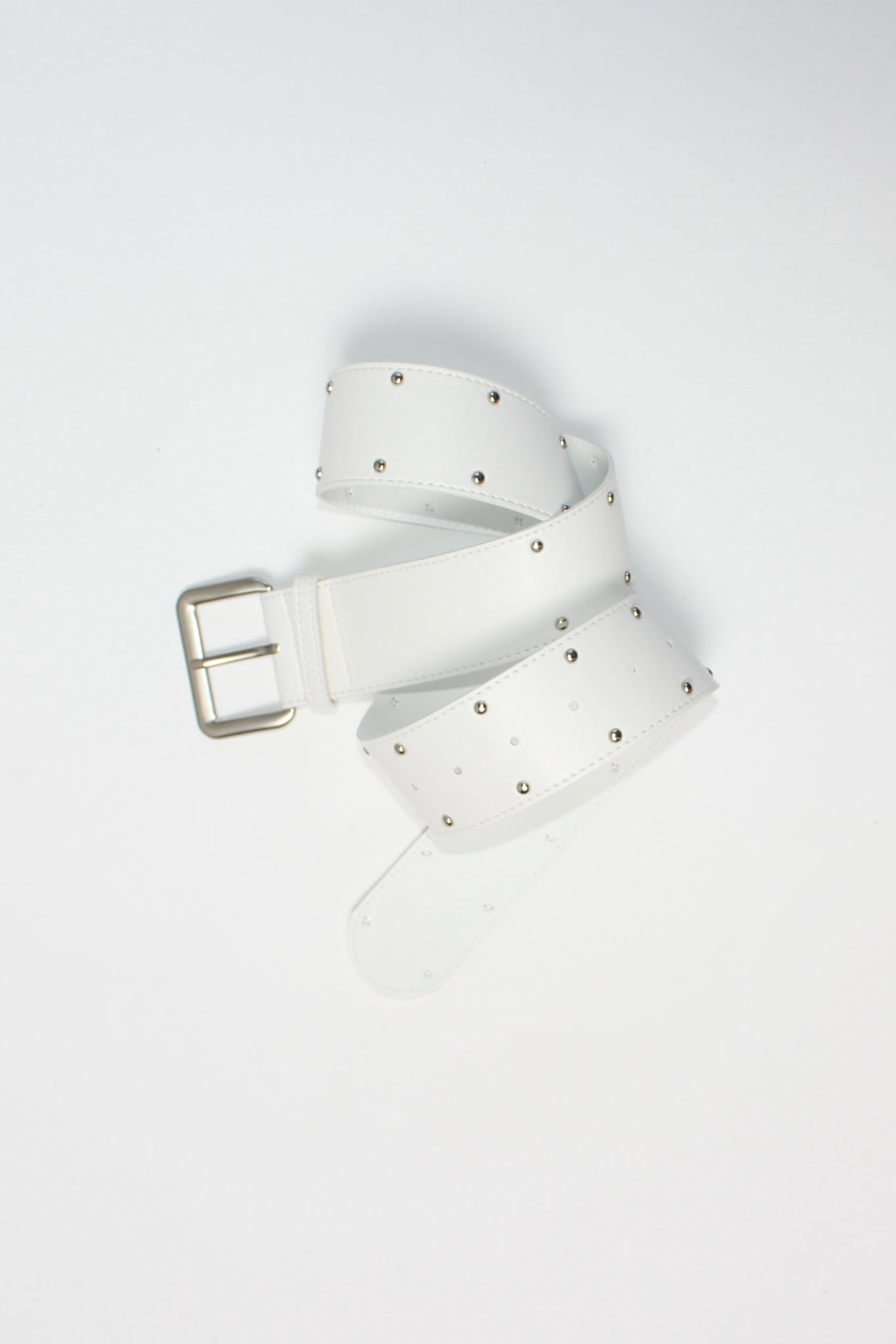 Rivet Wide Belt in White
