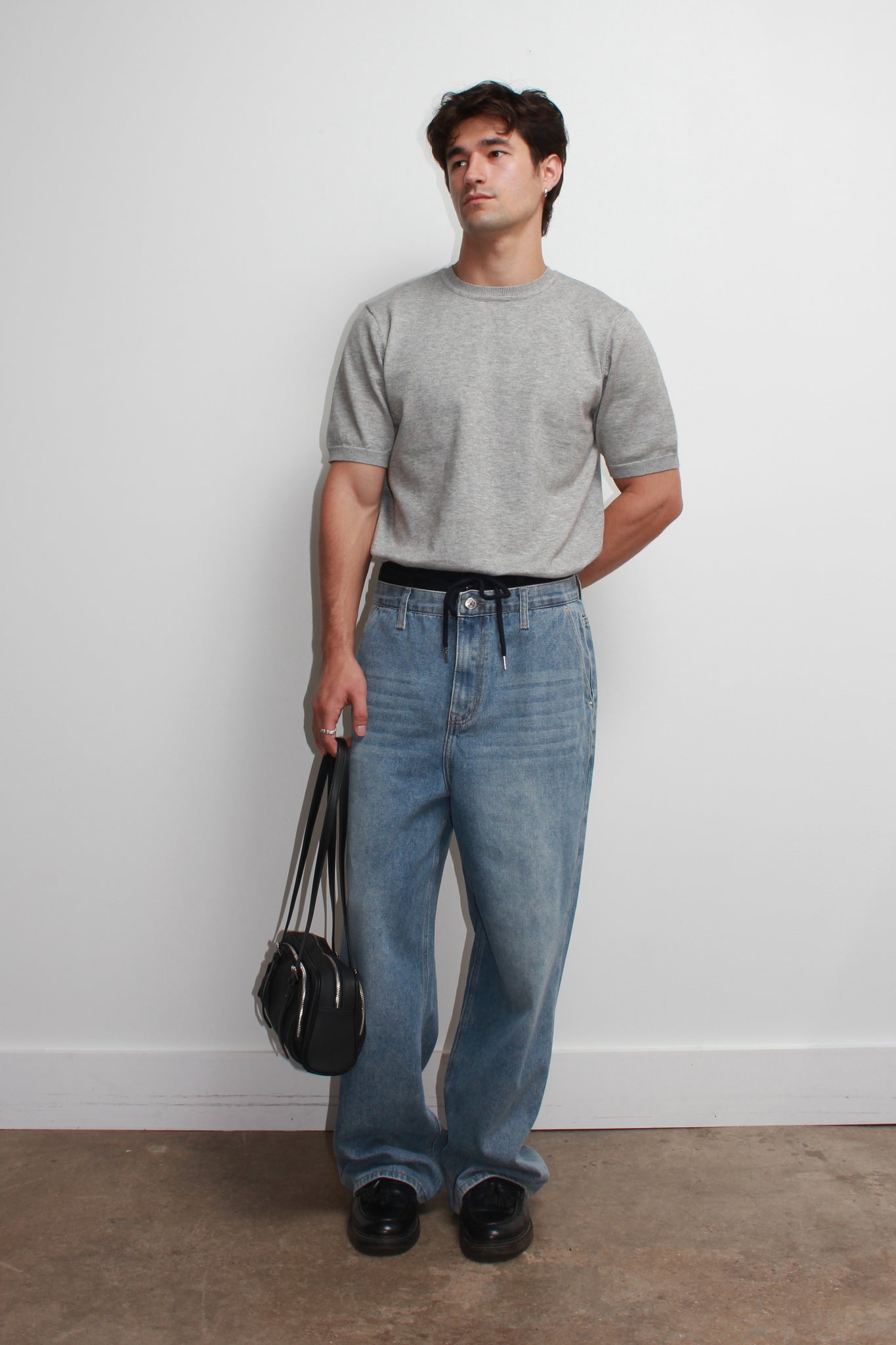 Mento Round Neck Knit Top in Grey