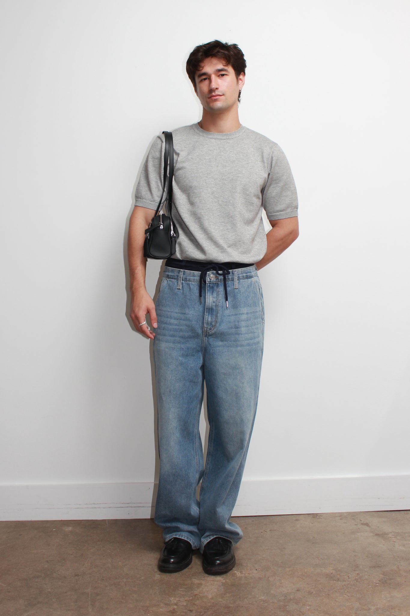 Mento Round Neck Knit Top in Grey
