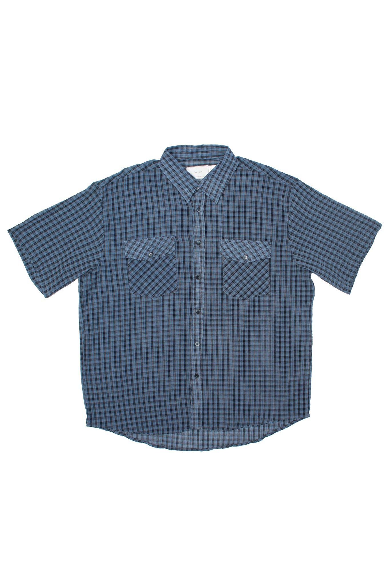 Plaid Cotton Shirt in Steel Blue Plaid Cotton Shirt in Steel Blue
