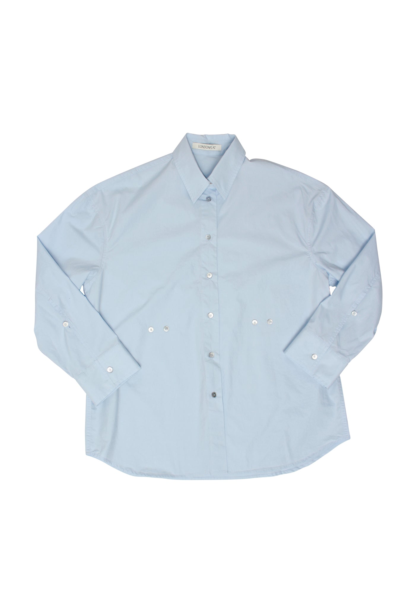 Side Button Washed Cotton Shirts in Sky Blue