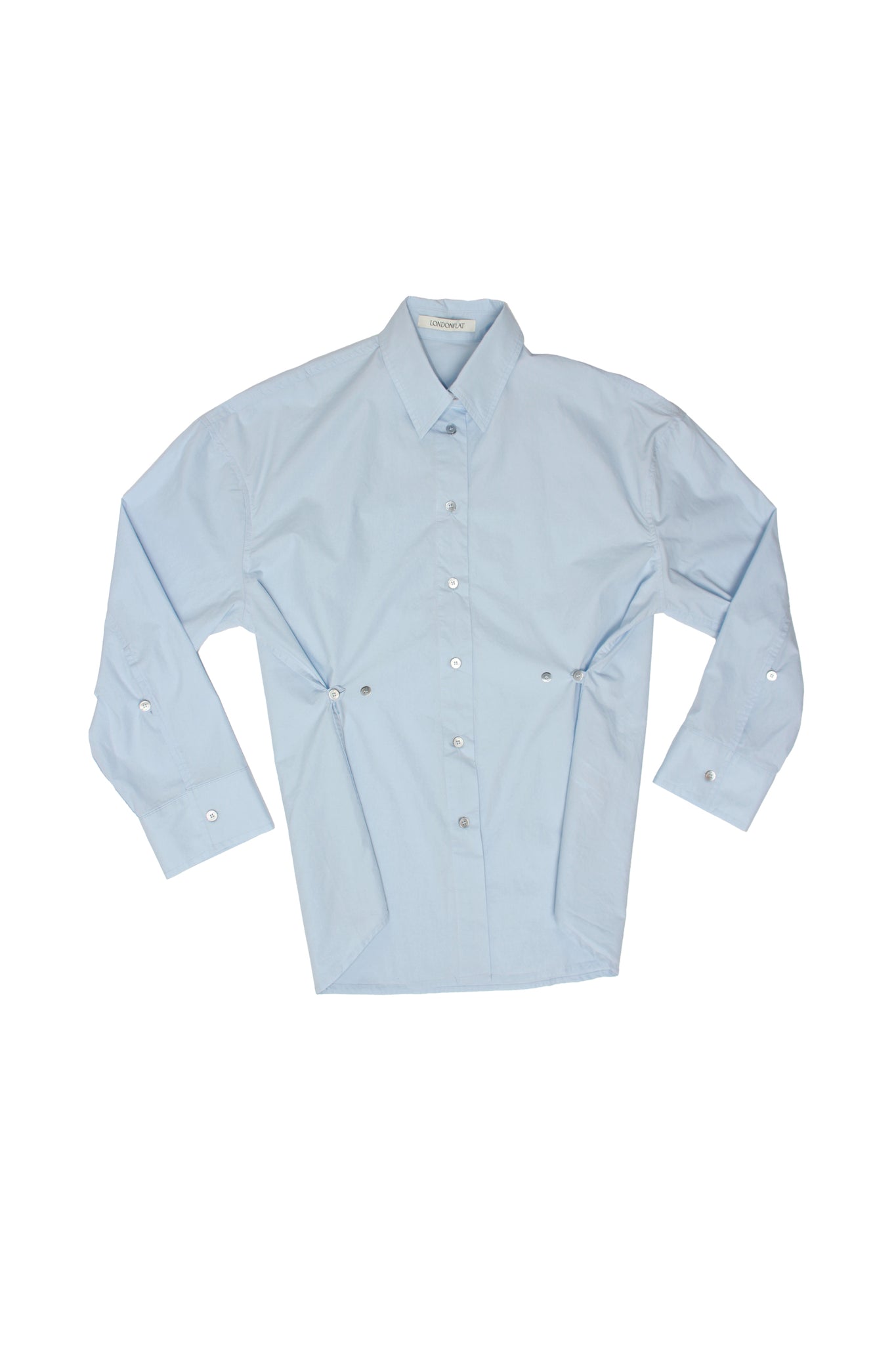 Side Button Washed Cotton Shirts in Sky Blue