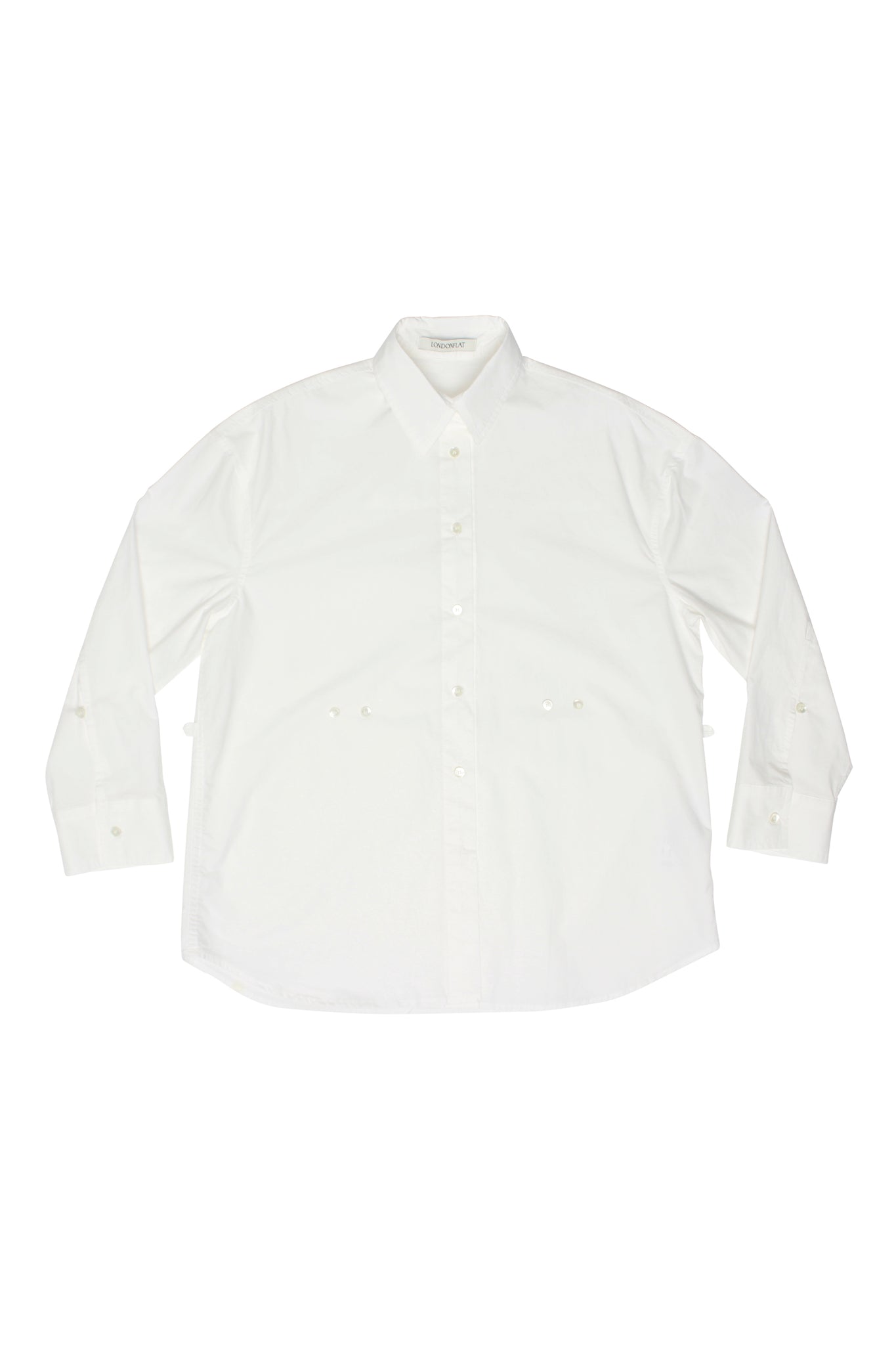 Side Button Washed Cotton Shirts in White