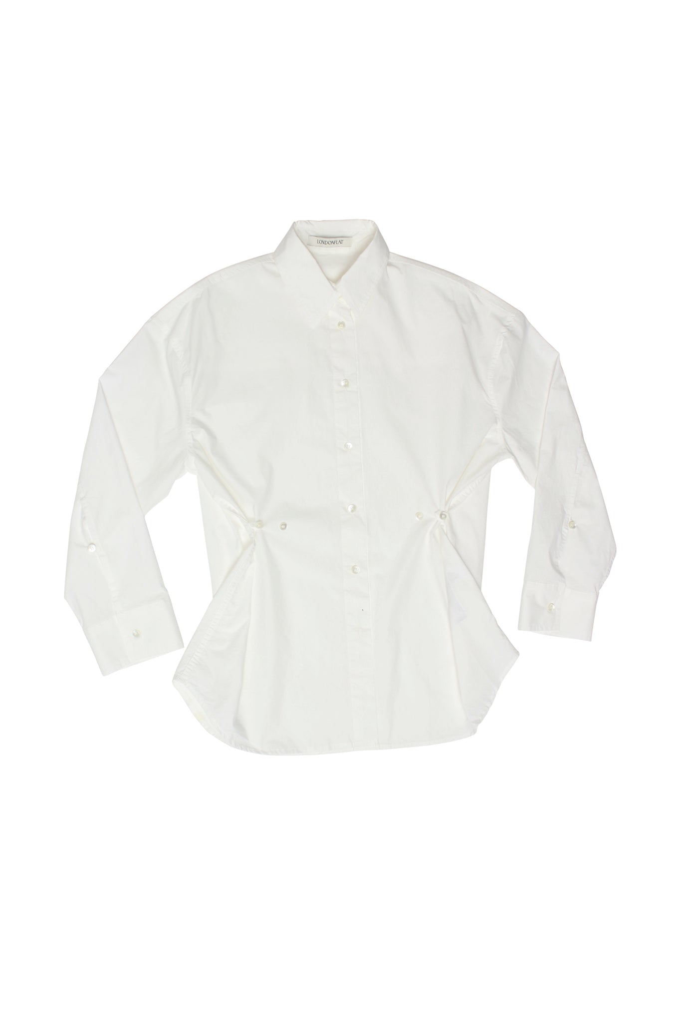 Side Button Washed Cotton Shirts in White