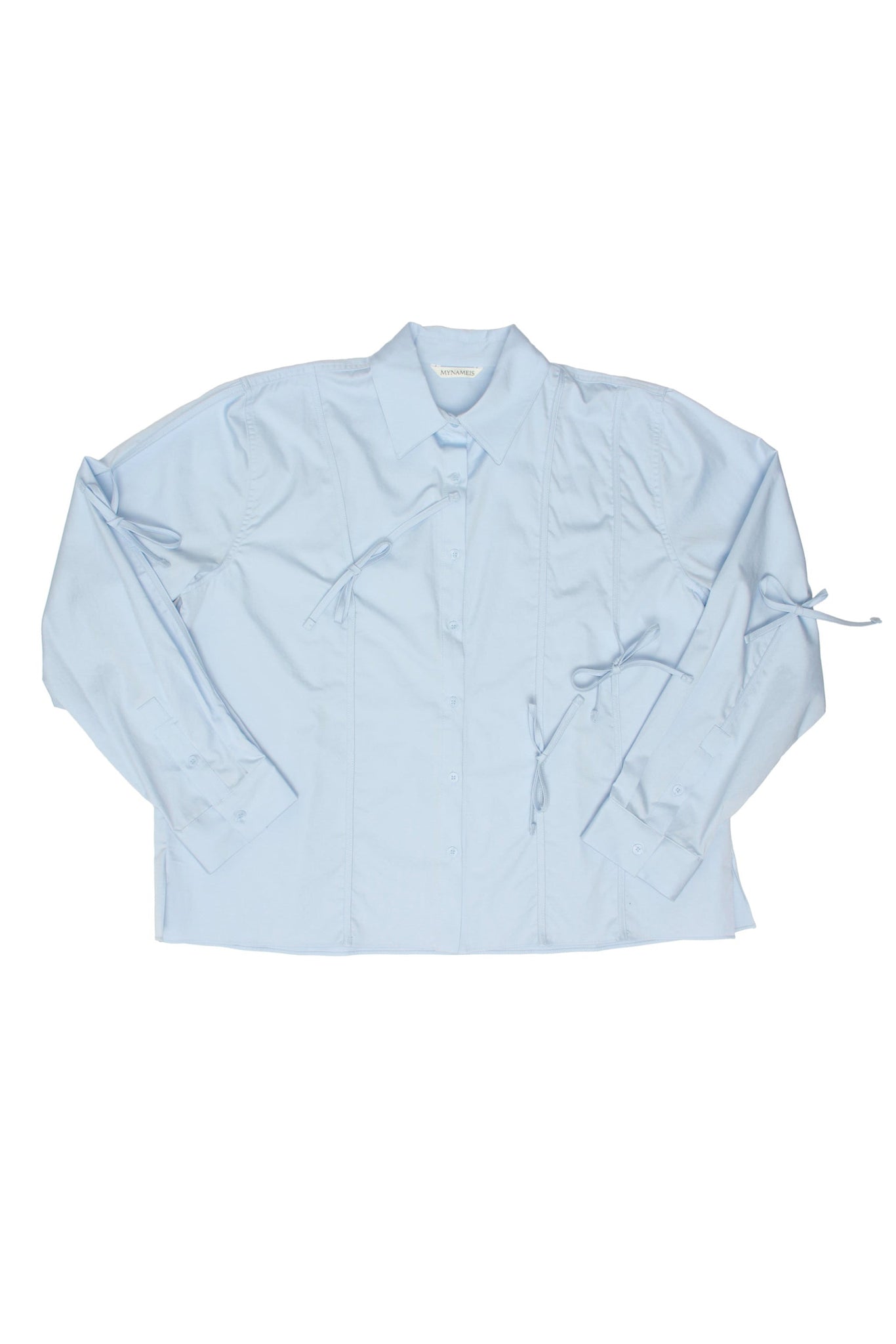 Ribbon Tie Button Down Shirts in Blue Sky