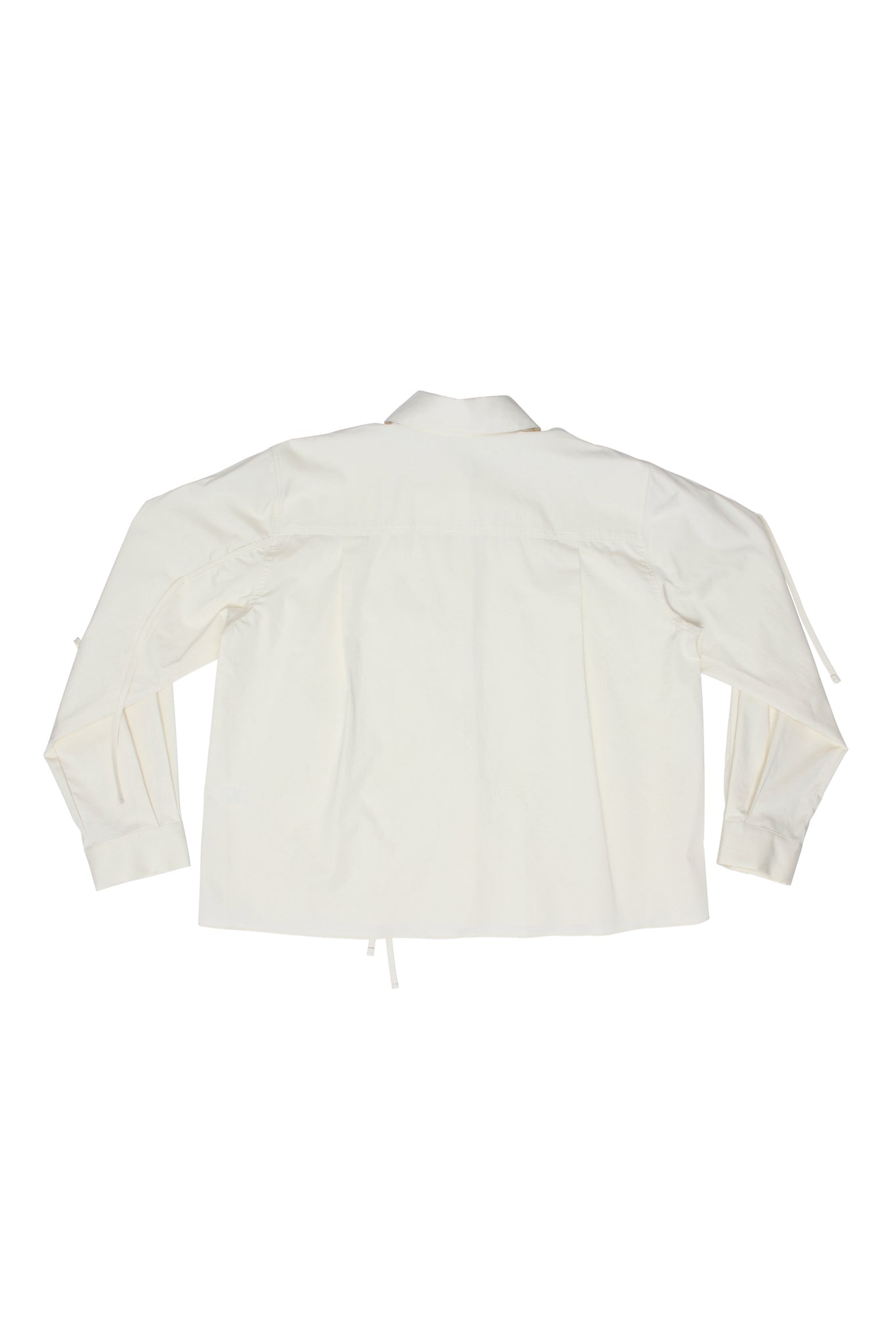 Ribbon Tie Button Down Shirts in Off white