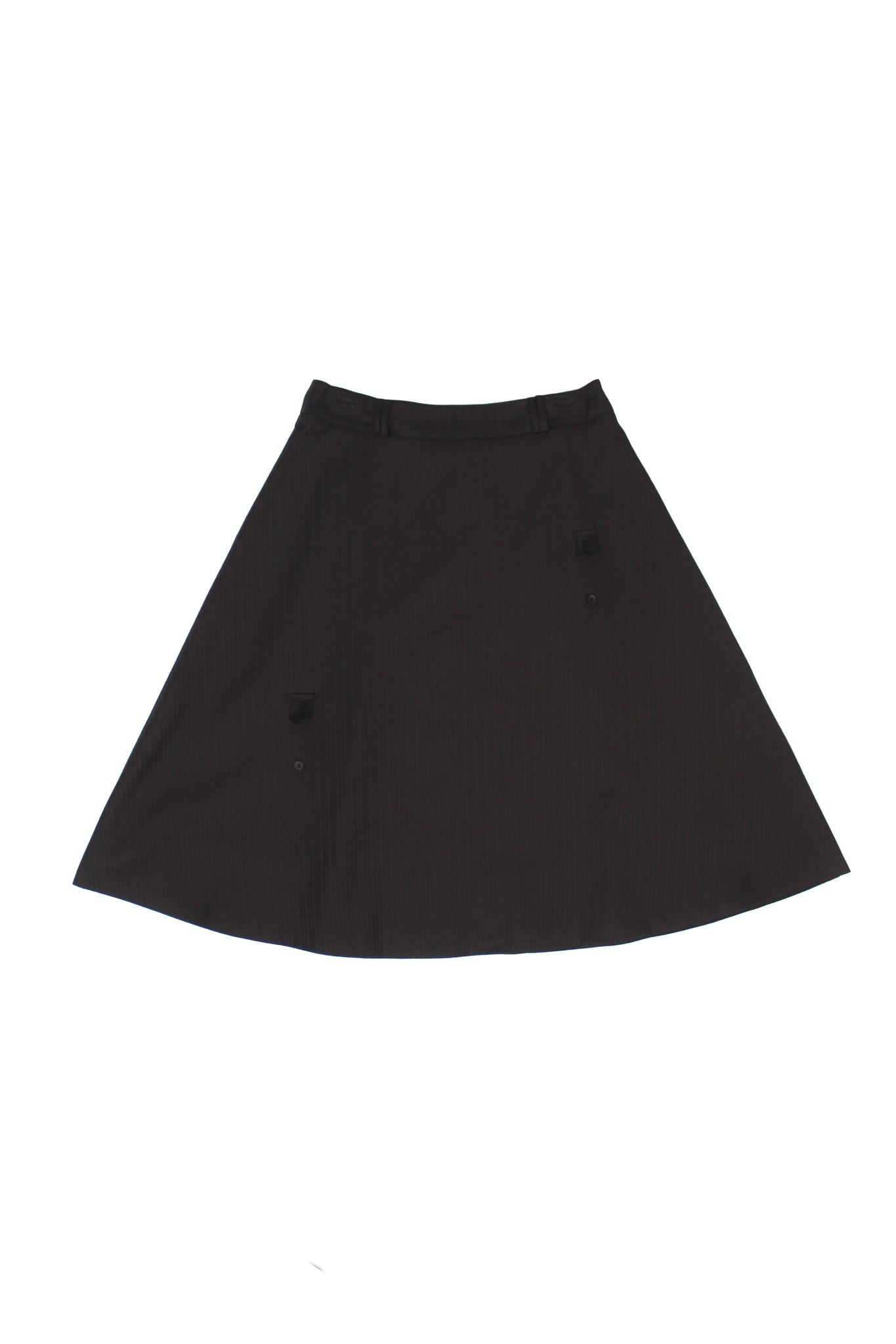 MNI Button Detail Pinstripe Skirt in Black