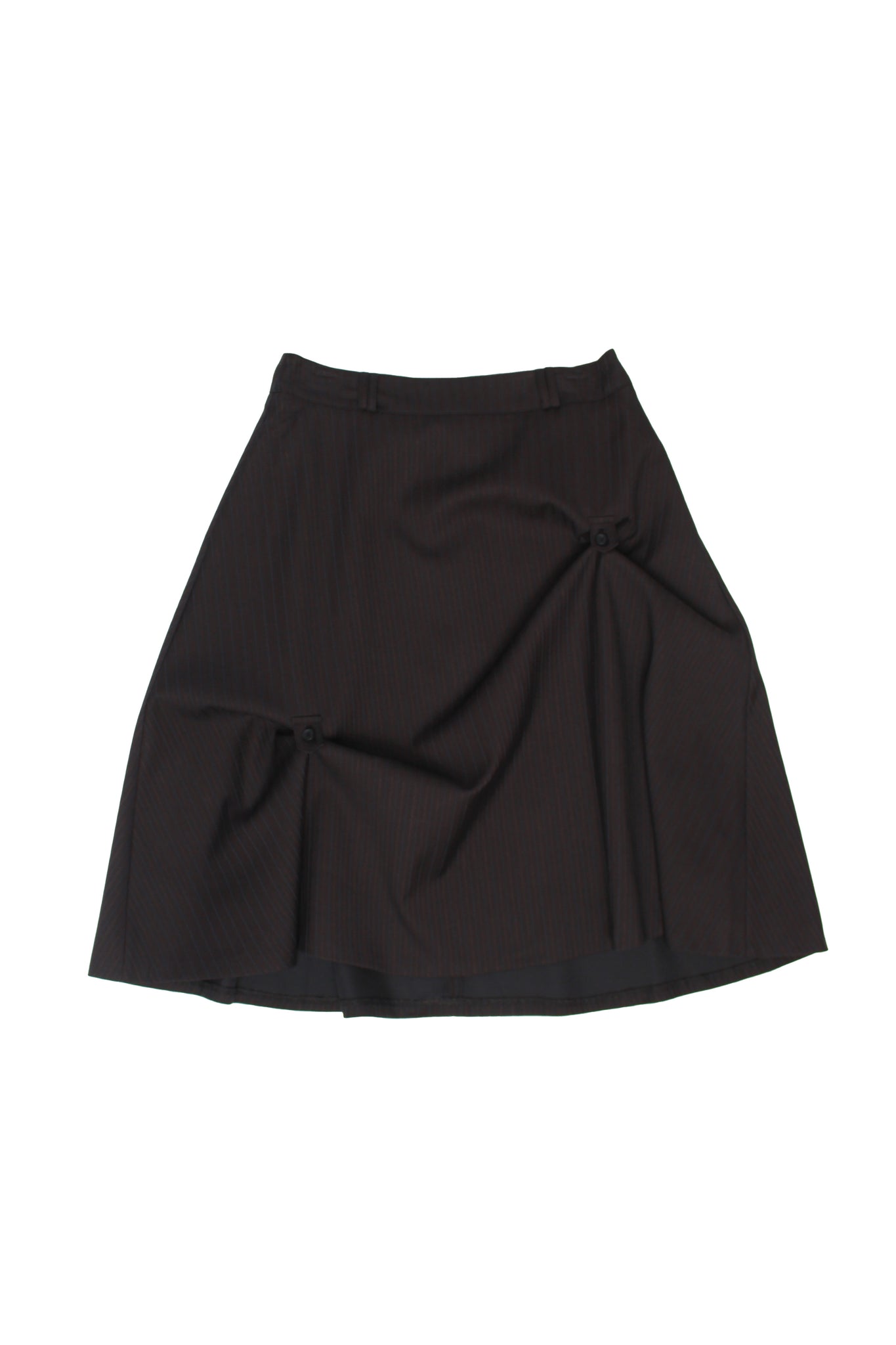 MNI Button Detail Pinstripe Skirt in Black