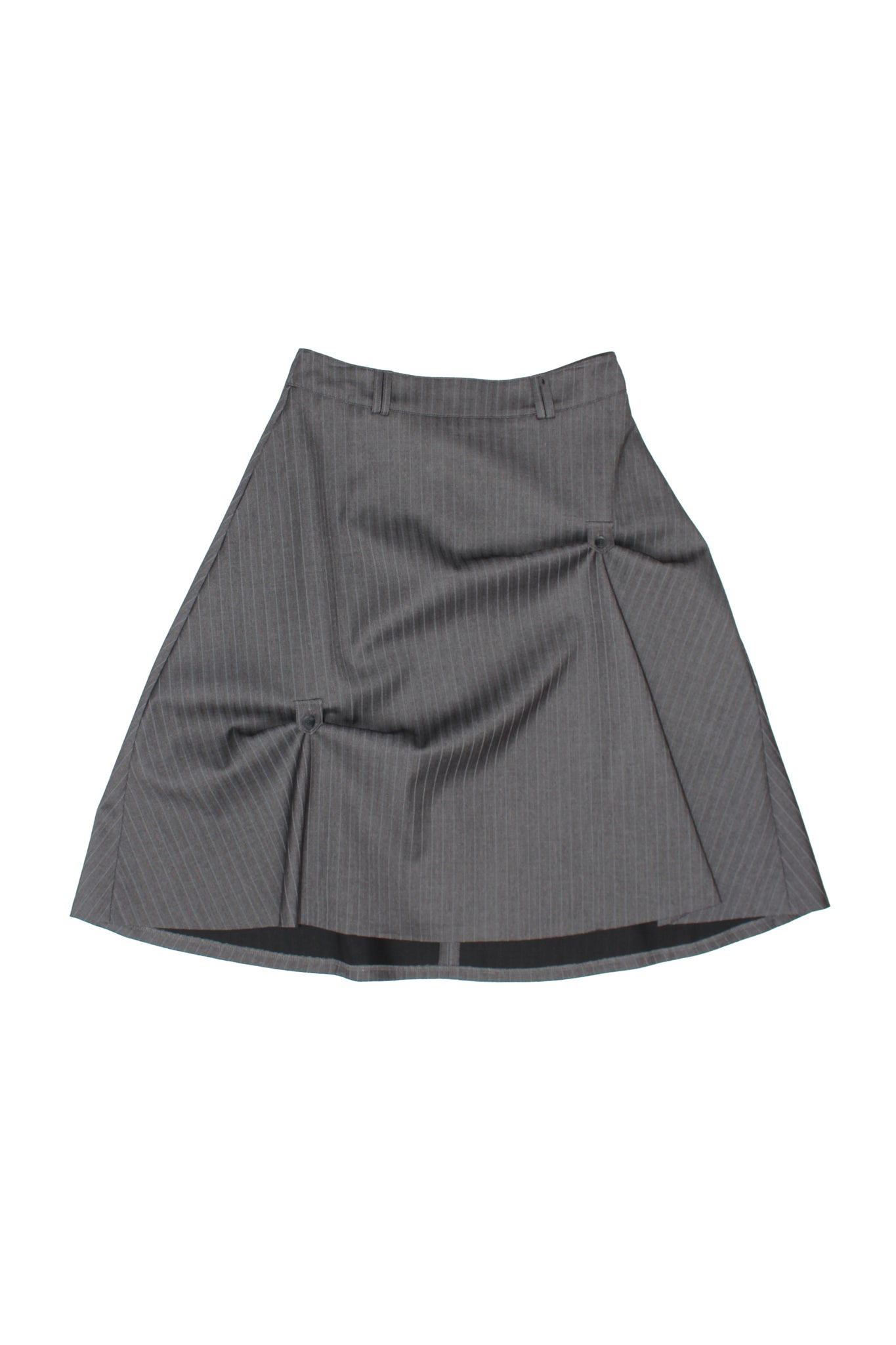 MNI Button Detail Pinstripe Skirt in Charcoal