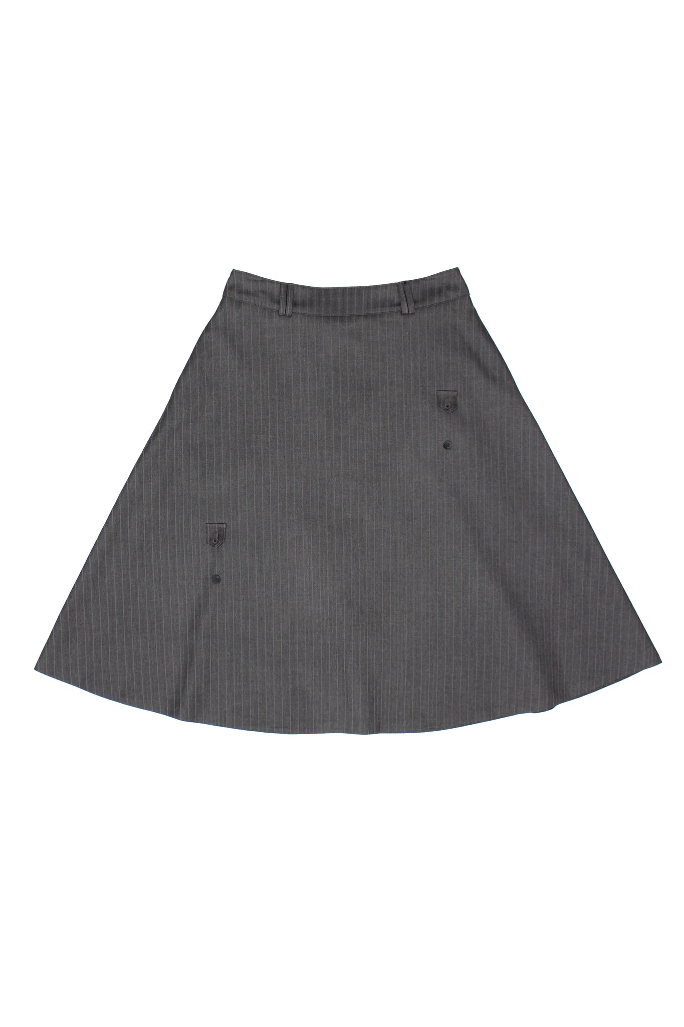 MNI Button Detail Pinstripe Skirt in Charcoal