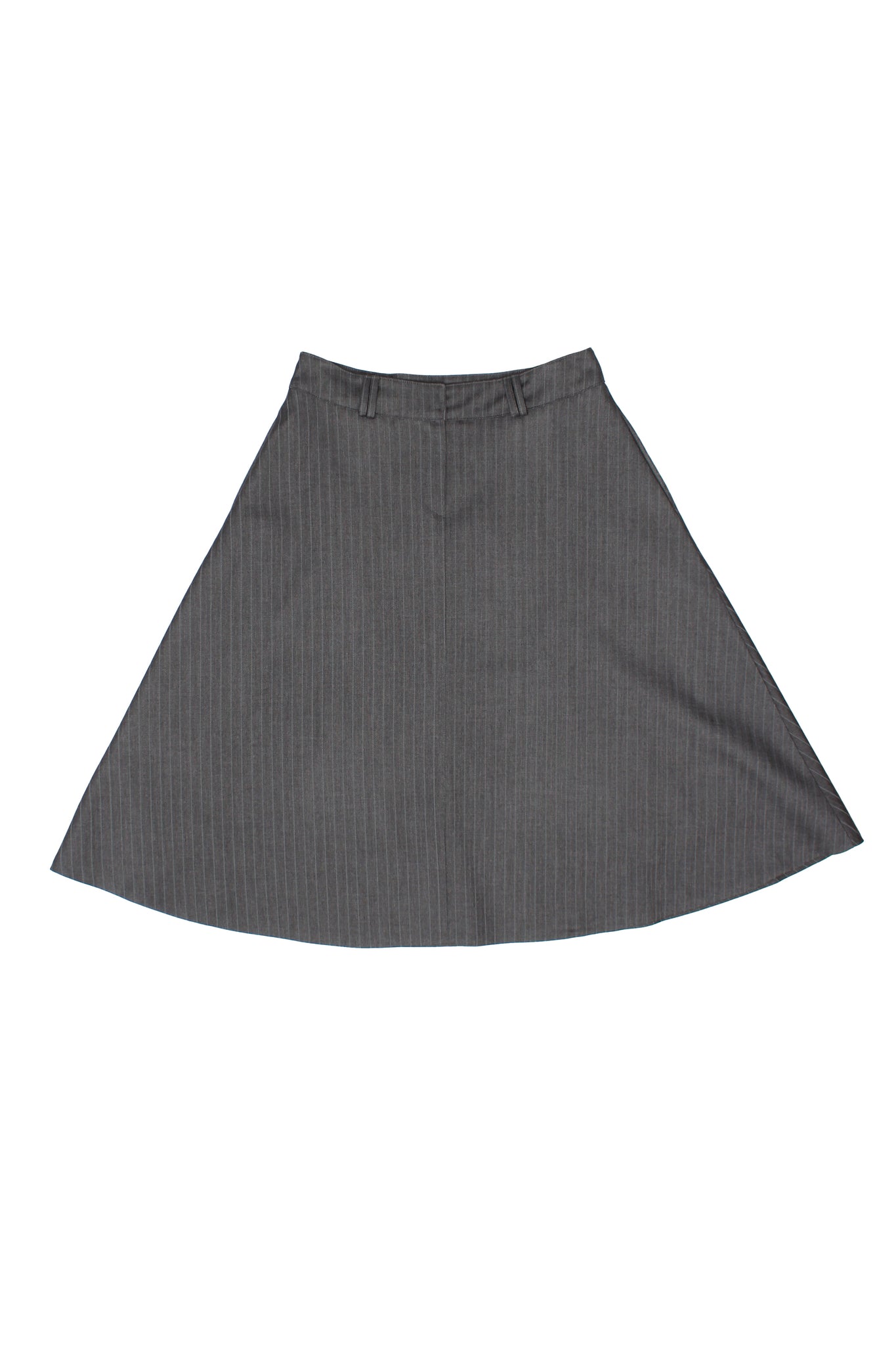 MNI Button Detail Pinstripe Skirt in Charcoal