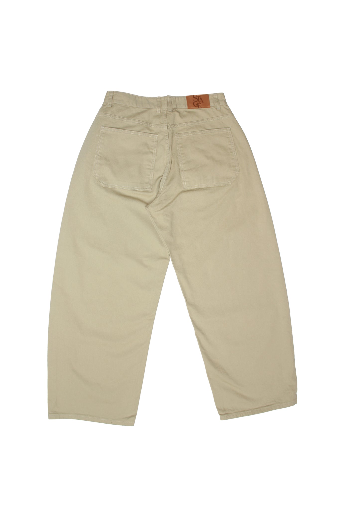 Wide Cotton Pants in Khaki Beige