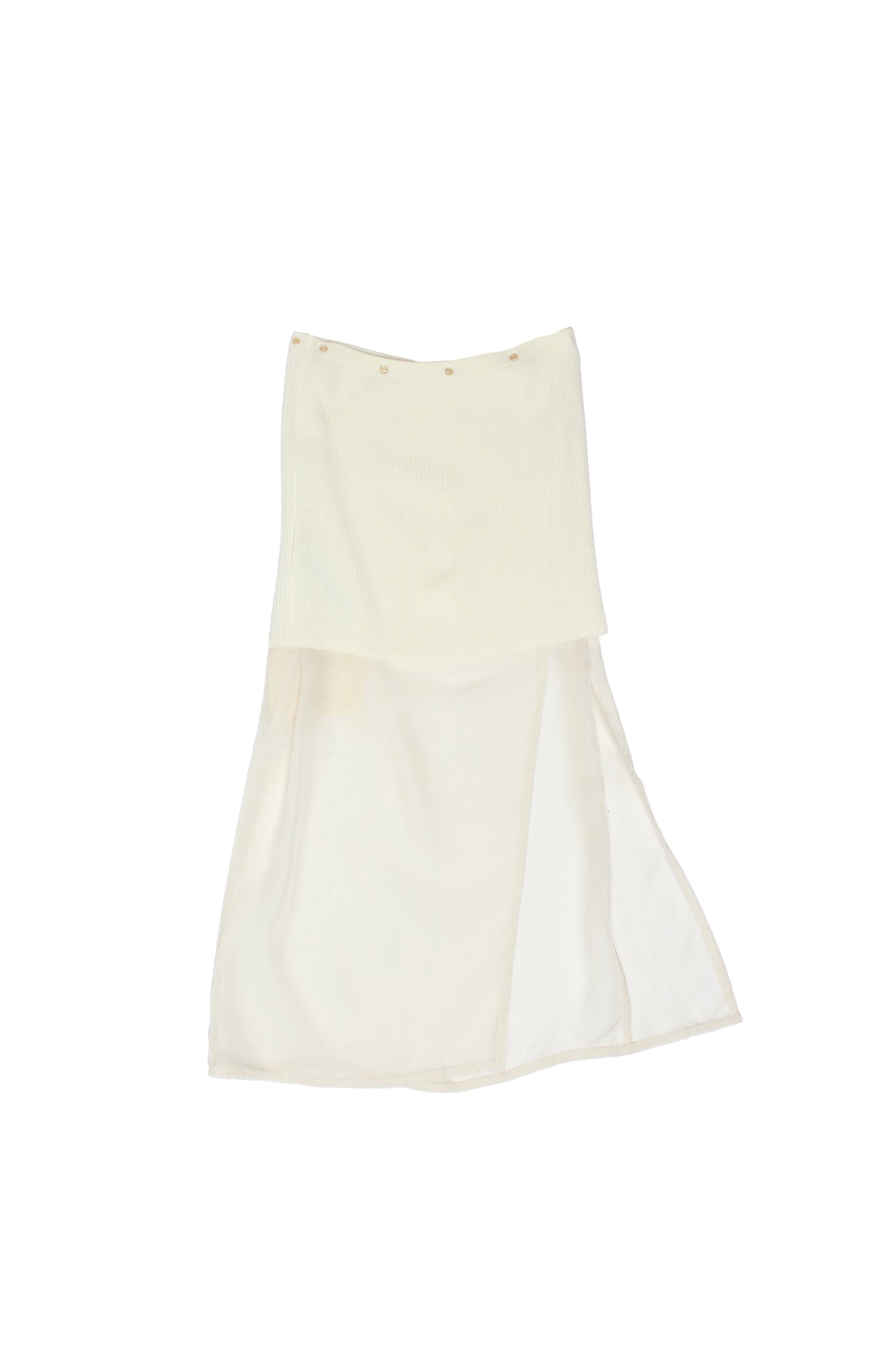 Knit Chiffon layered Skirts in Off White