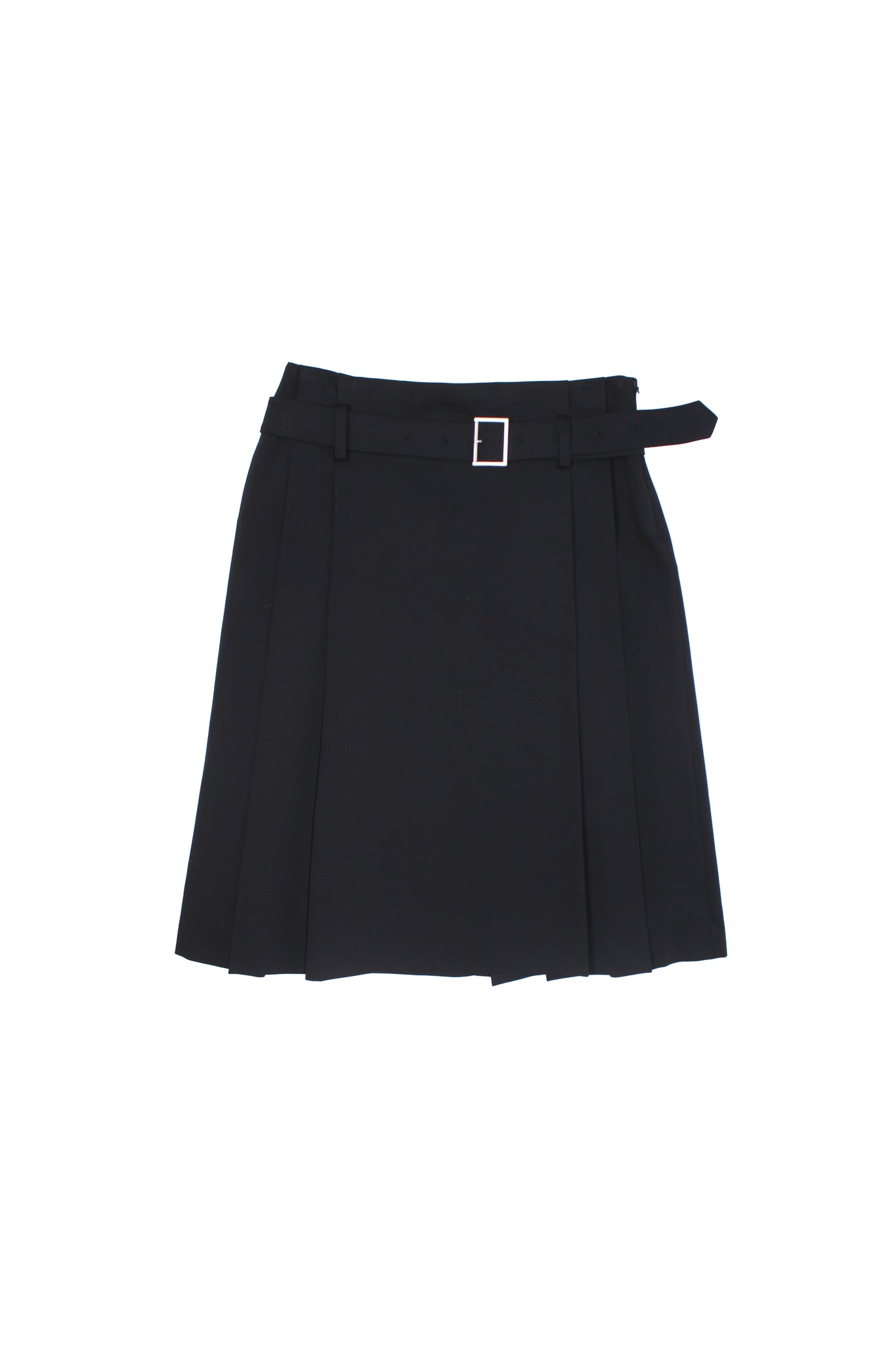 Pleated Belt Skirt in Navy