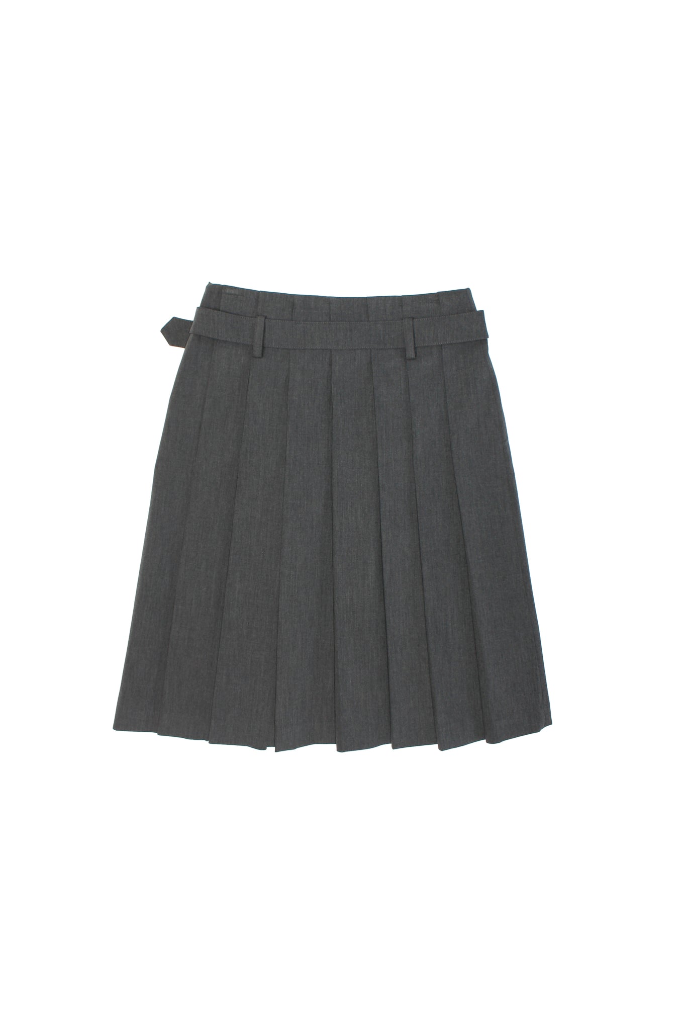 Pleated Belt Skirt in Grey