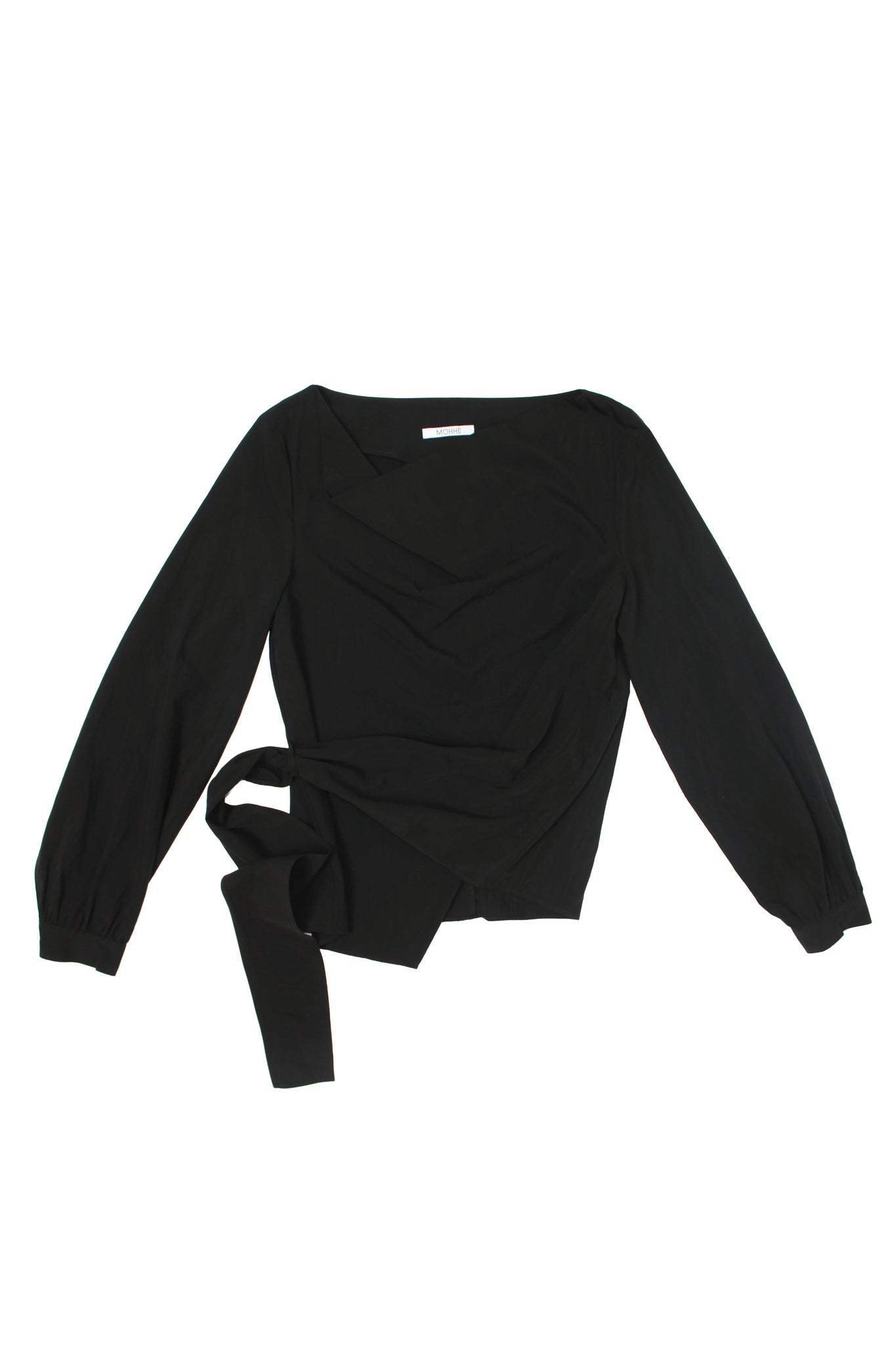 Cowl Neck Wrap Top in Black