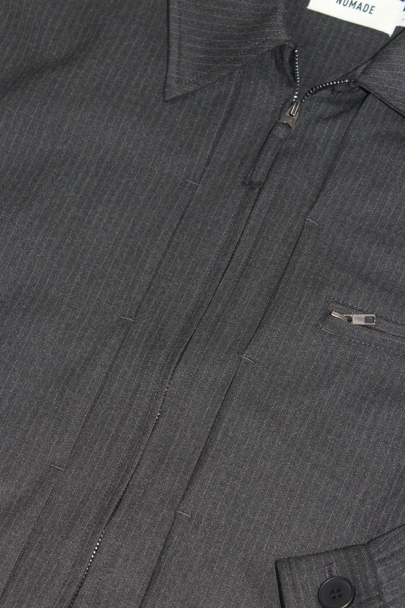 Pin Stripe Pintuck Jacket in Charcoal