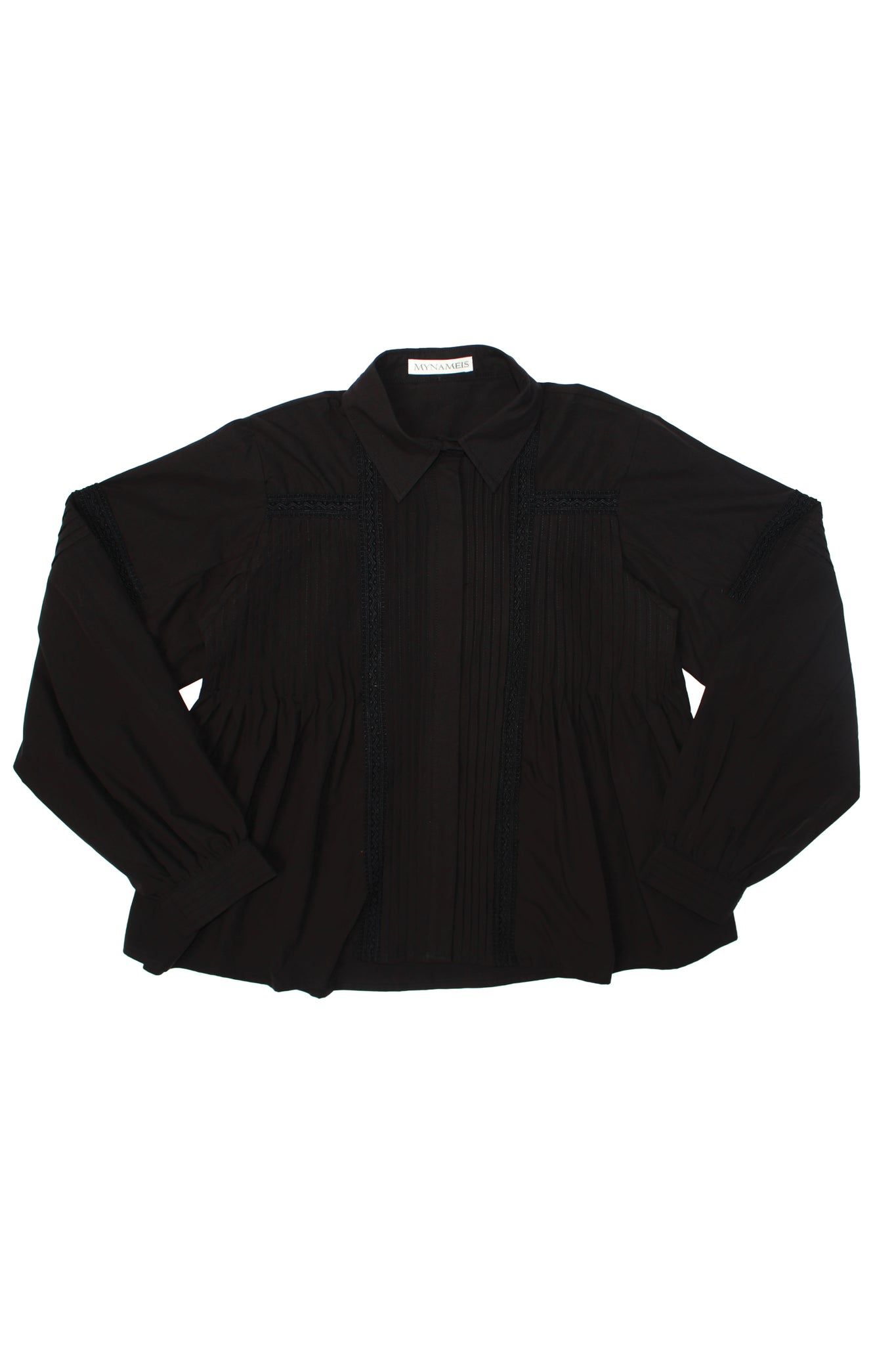 Louis Pin Tuck Volume Shirt in Black