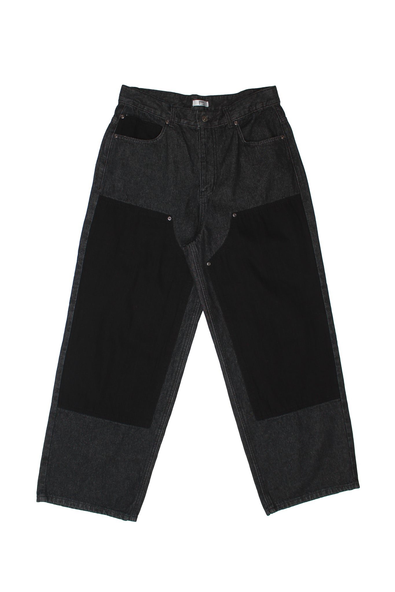 Color Block Denim Pants in Black